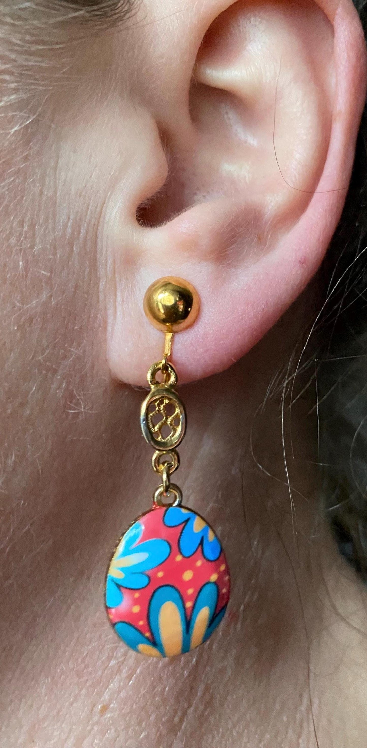 Easter clip on earrings, easter egg earrings