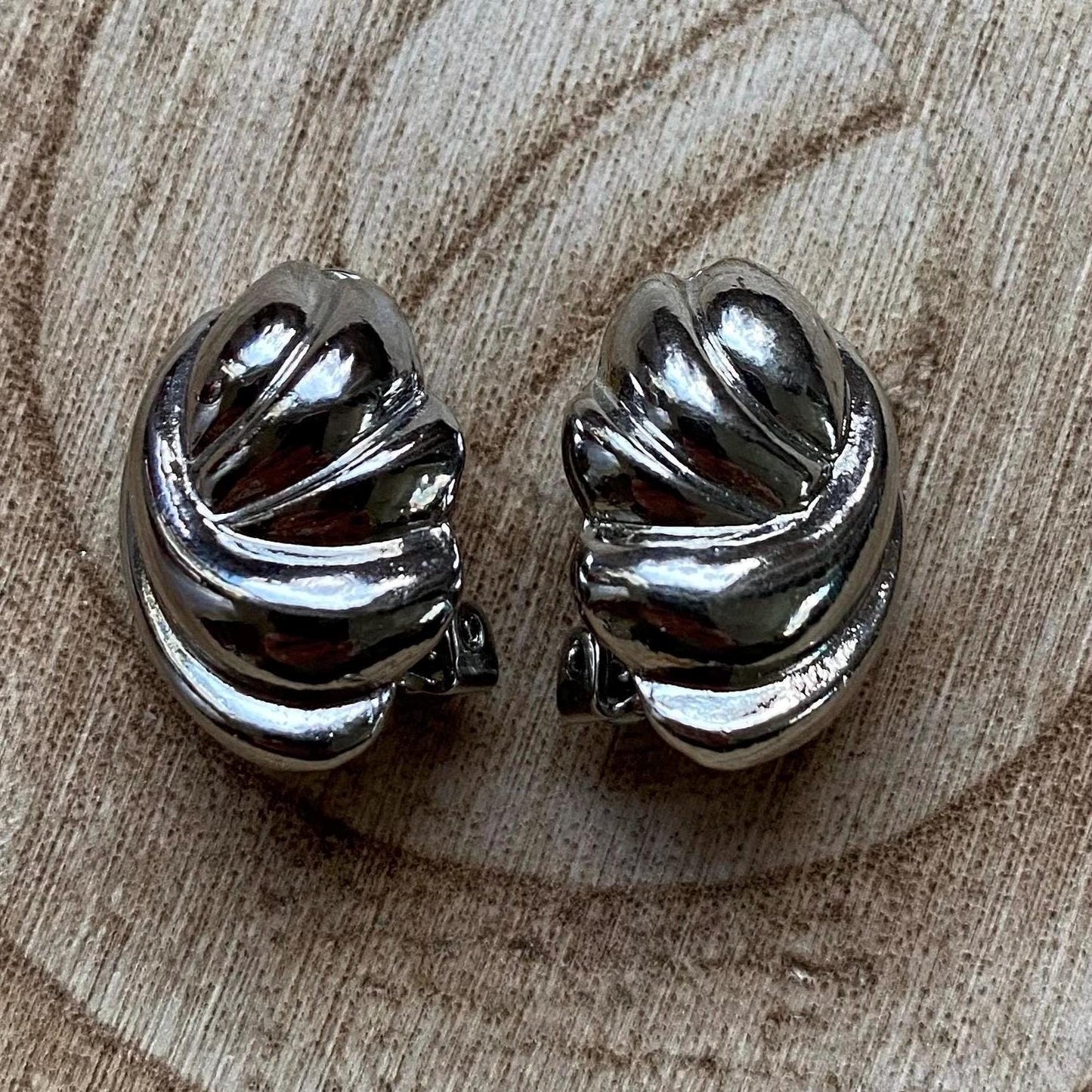 Vintage clip on silver twist earrings