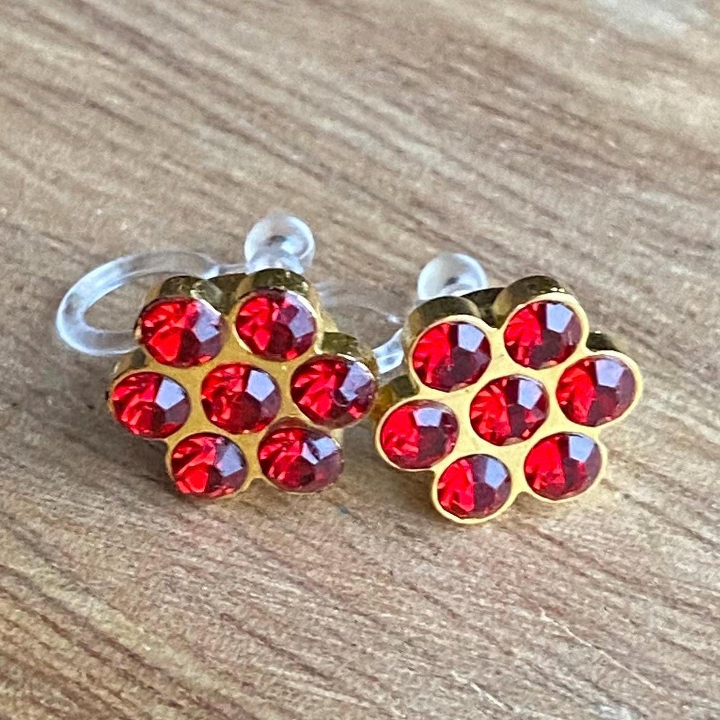 Tiny clip on rhinestone earrings, invisible clip on earrings with plastic clips
