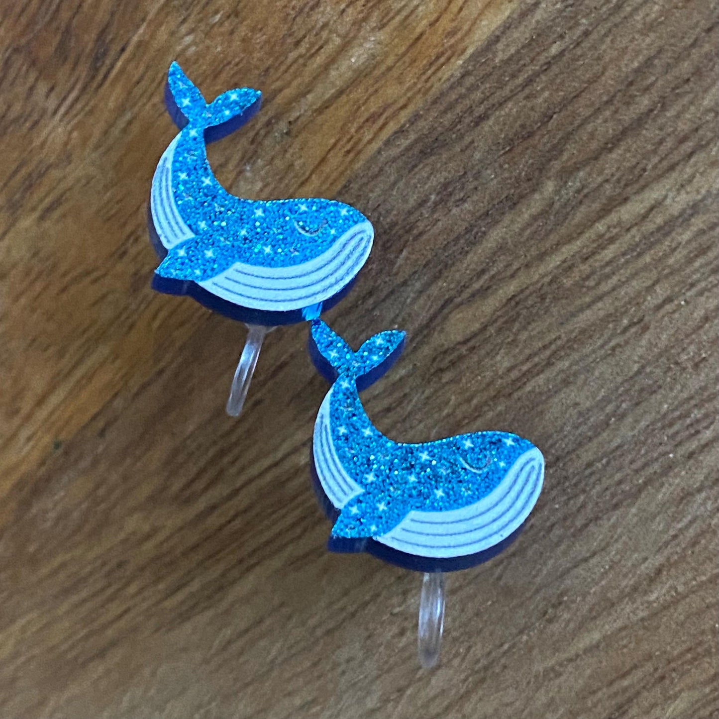 Small Whale invisible clip on earrings,