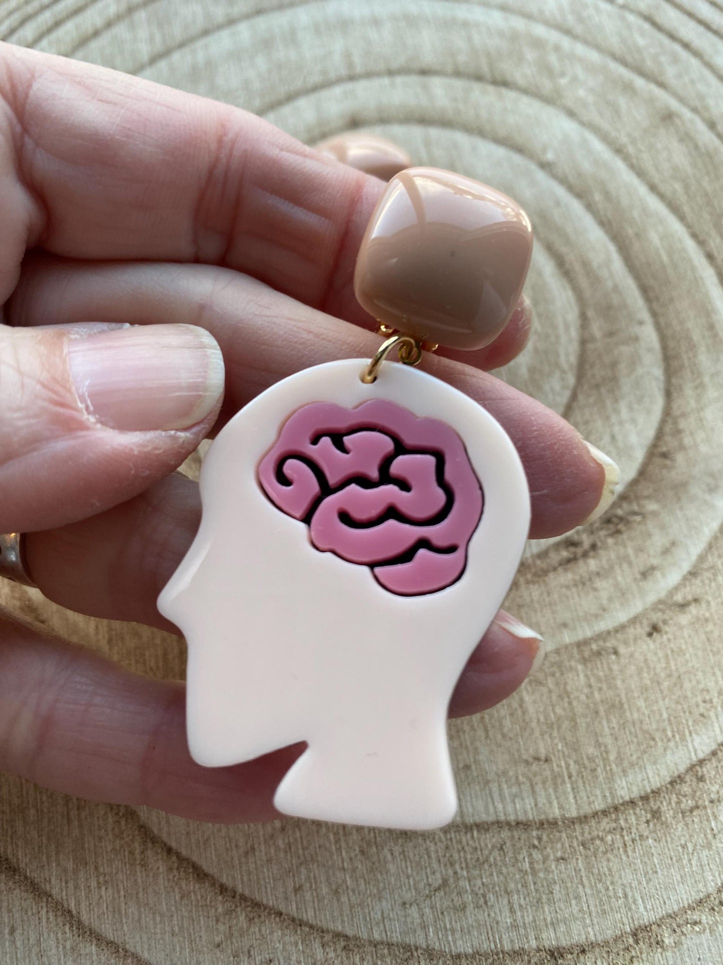 Clip on big brain earrings, clip on plastic novelty earrings