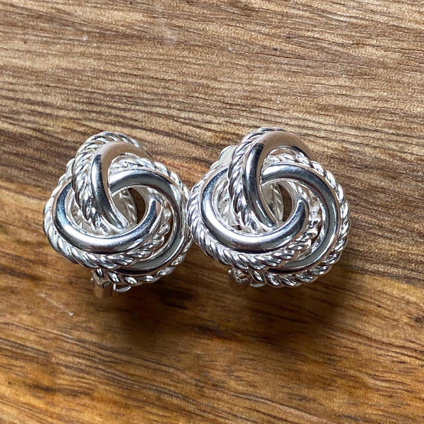 Vintage clip on Silver or Gold knot earrings