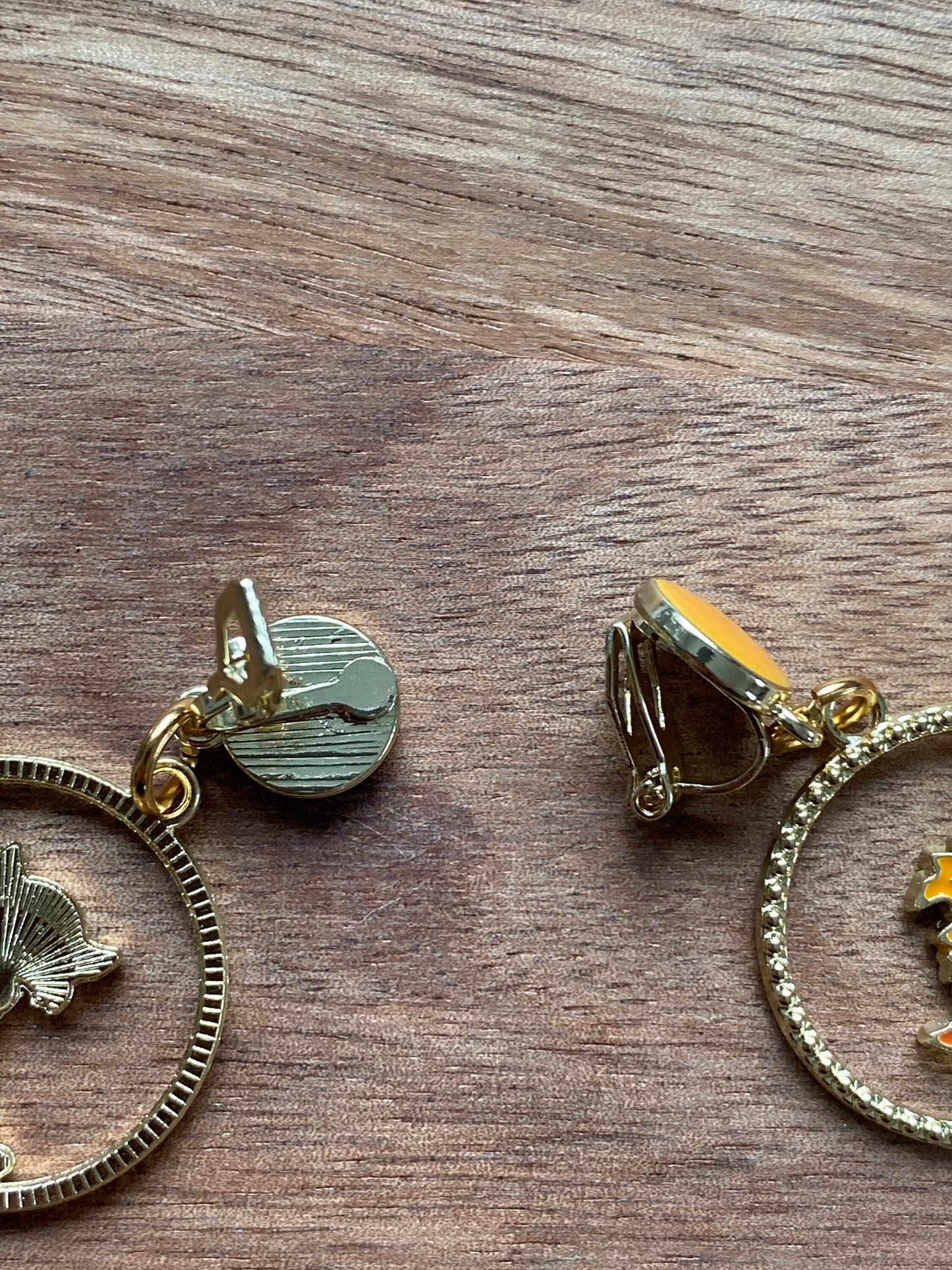 Dangling Asymmetrical autumn fox clip on earrings | fox screwback earrings