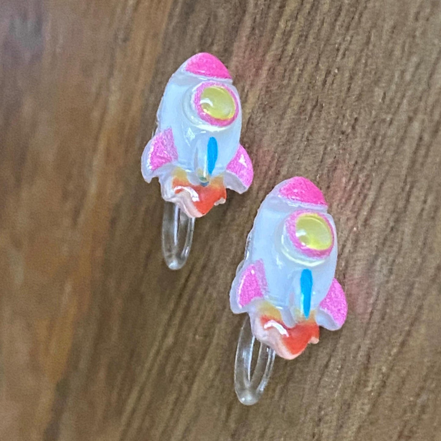 Tiniest little rocket invisible clip on earrings