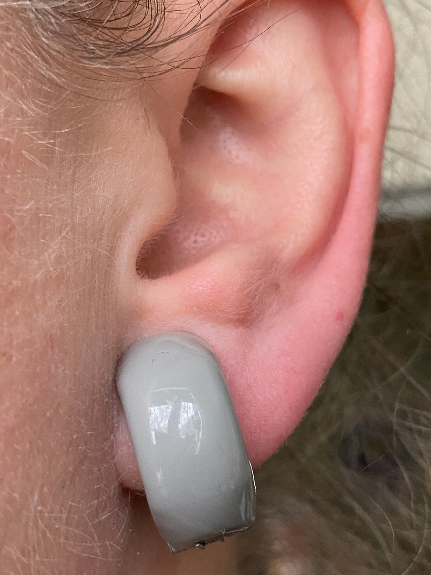 Vintage clip on grey spring hoop clip on earrings