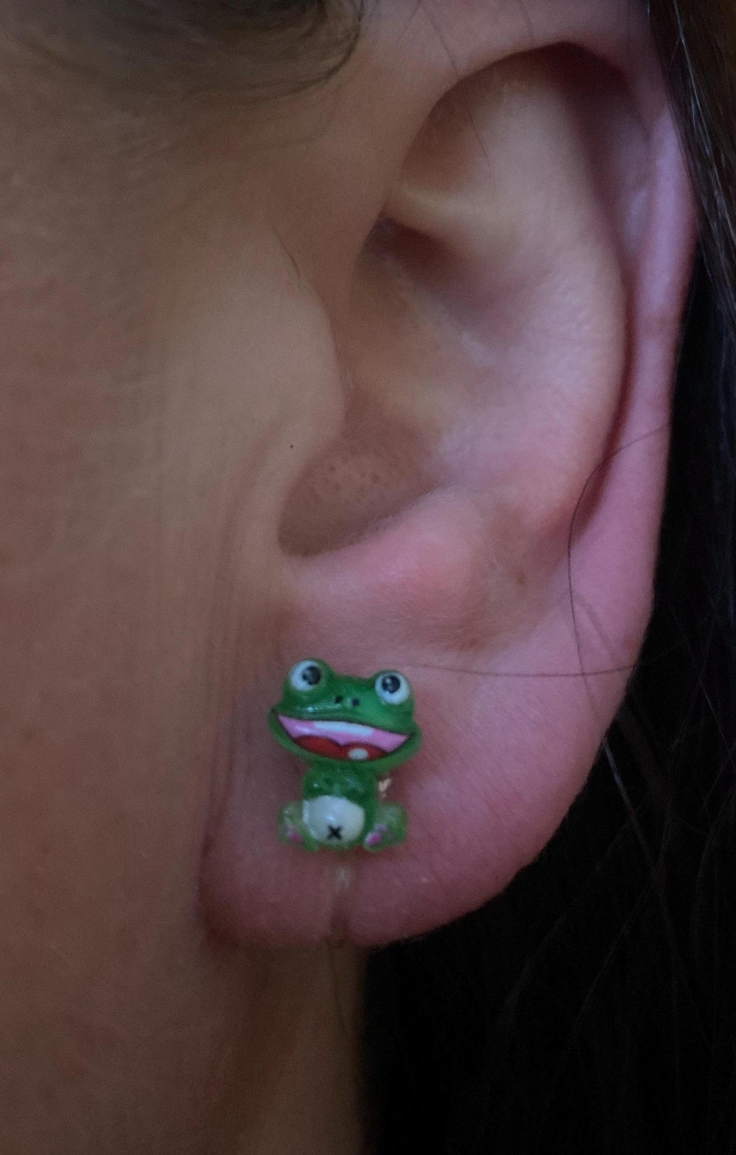 Tiniest little frog invisible clip on earrings,