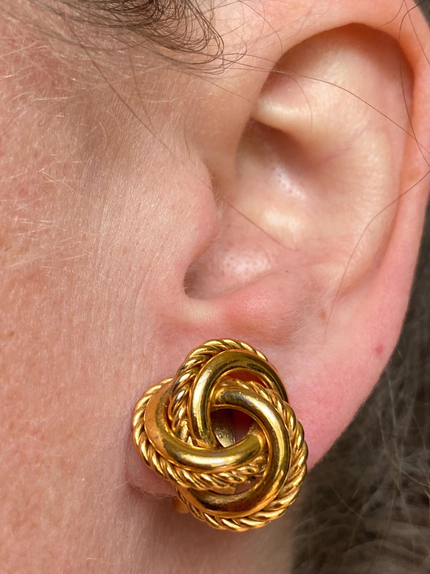 Vintage clip on Silver or Gold knot earrings