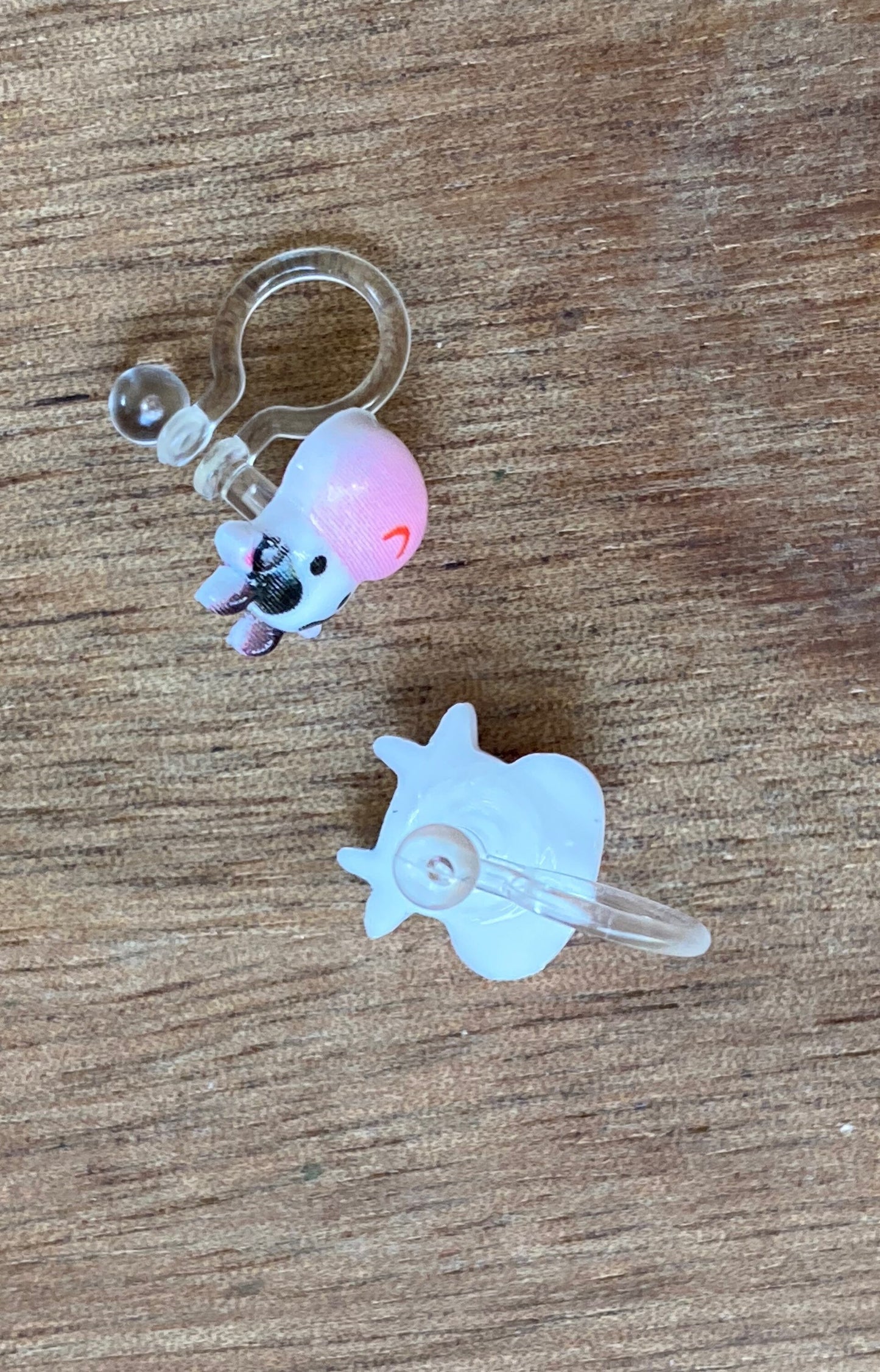 Tiniest little cow invisible clip on earrings, adorable Cow earrings