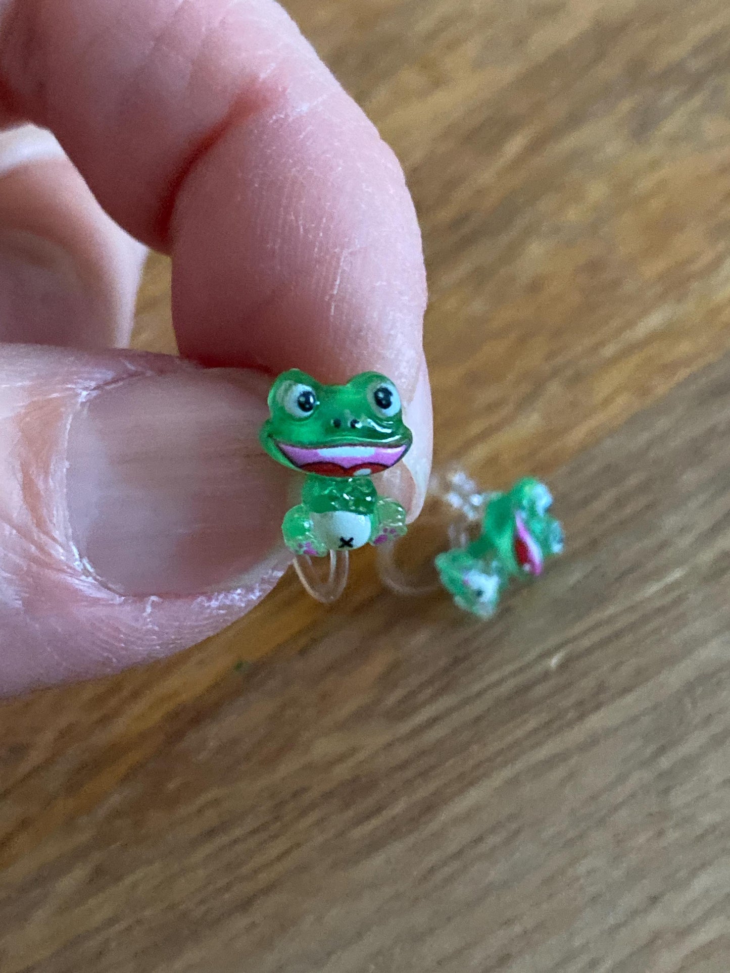 Tiniest little frog invisible clip on earrings,
