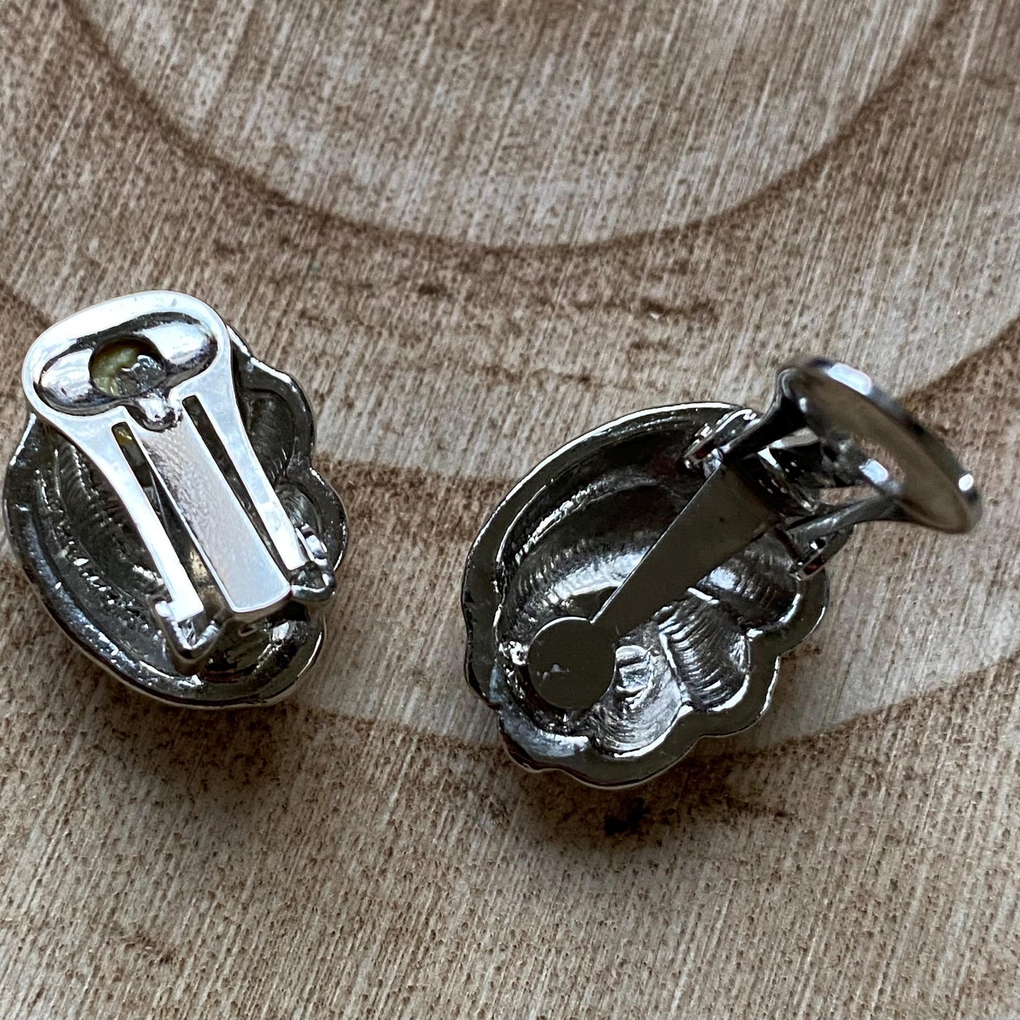 Vintage clip on silver twist earrings