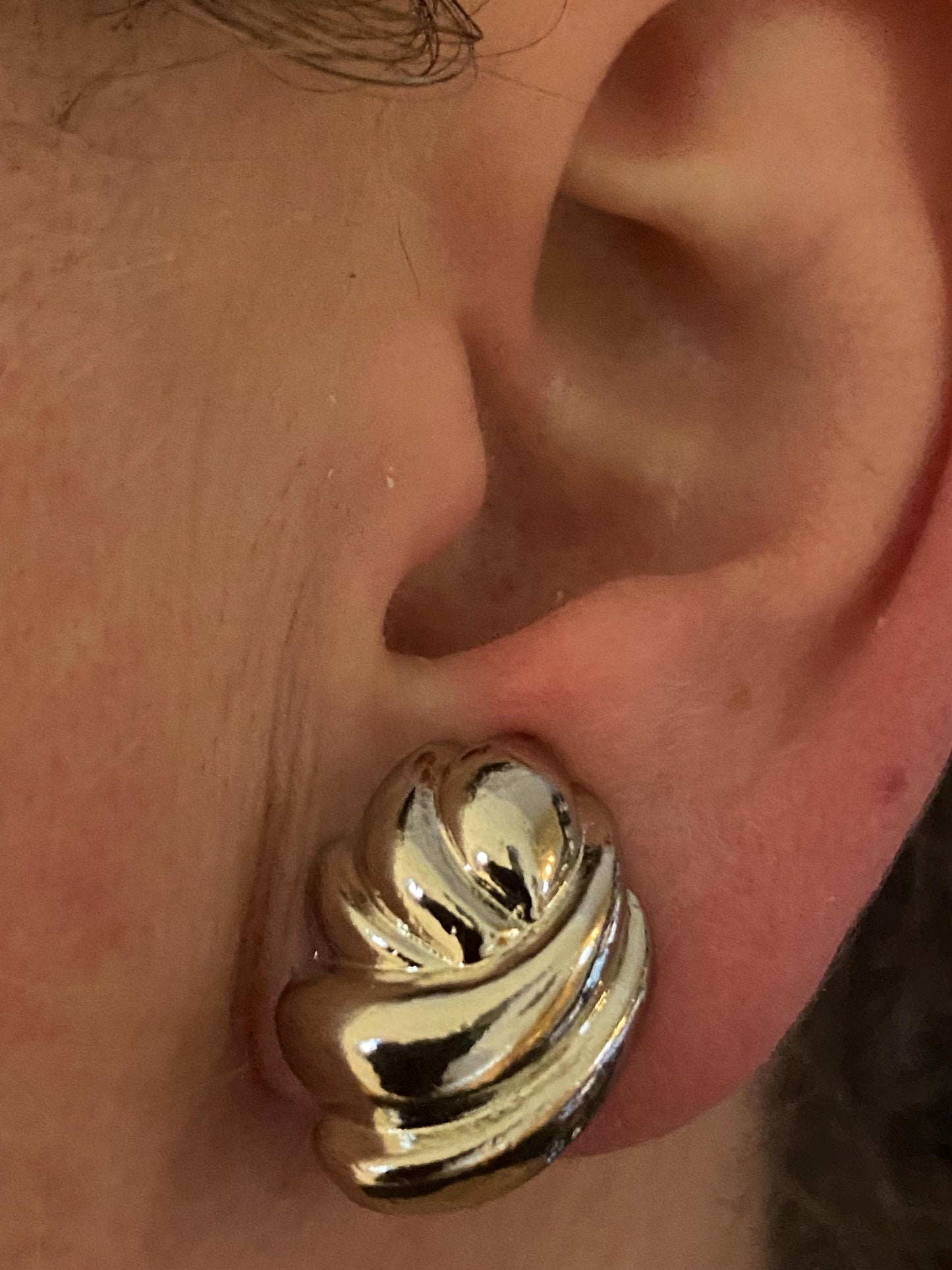 Vintage clip on silver twist earrings