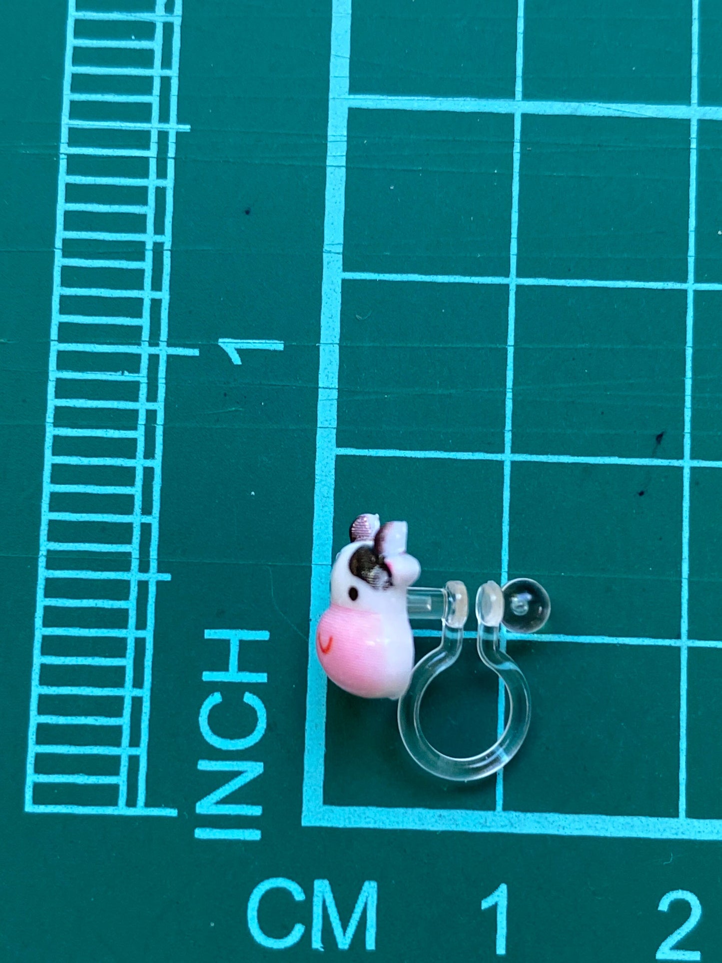 Tiniest little cow invisible clip on earrings, adorable Cow earrings