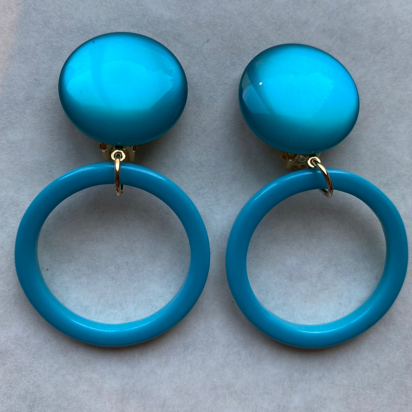 Bright clip on hoop earrings, colourful ear clips