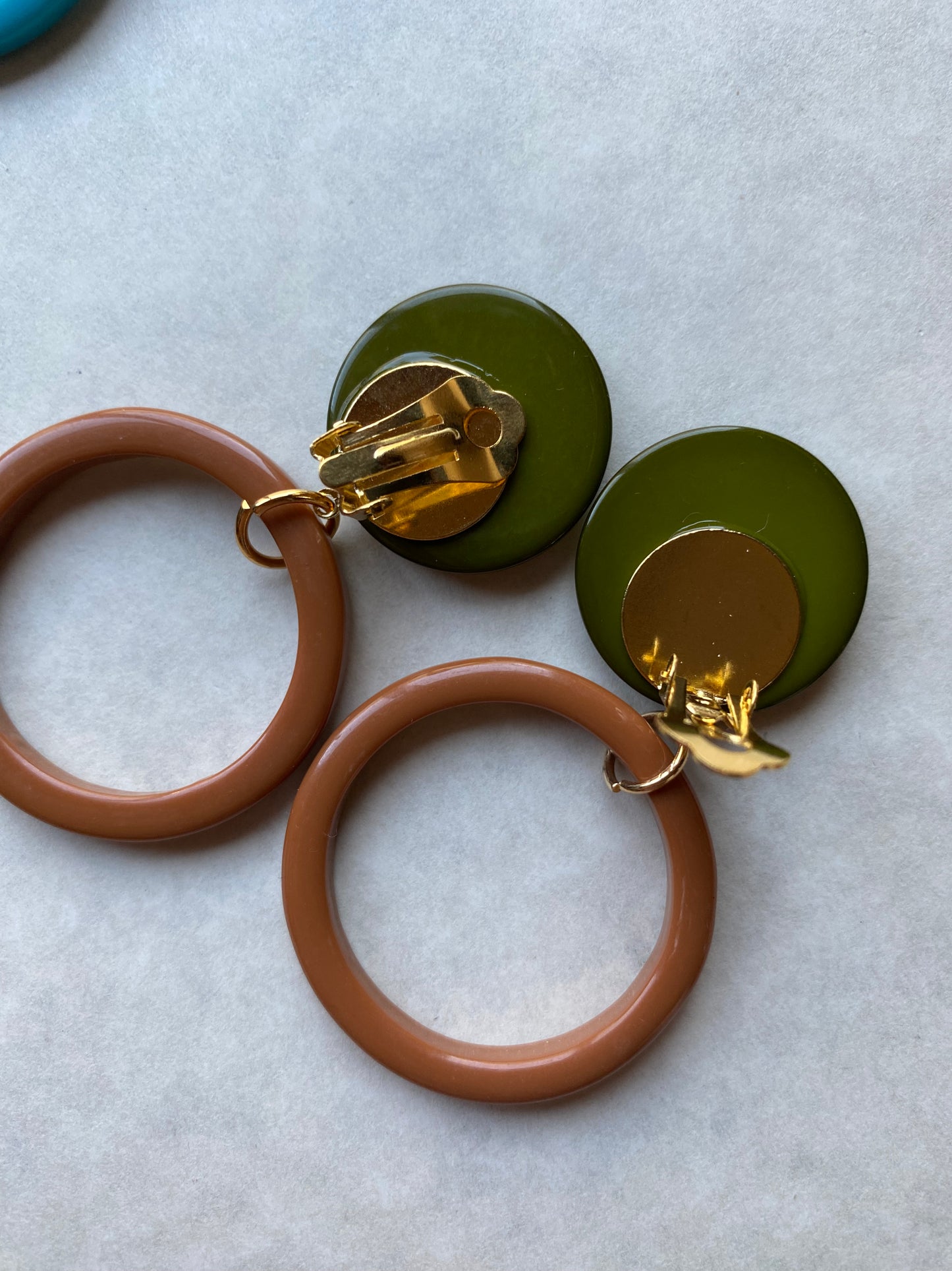 Bright clip on hoop earrings, colourful ear clips