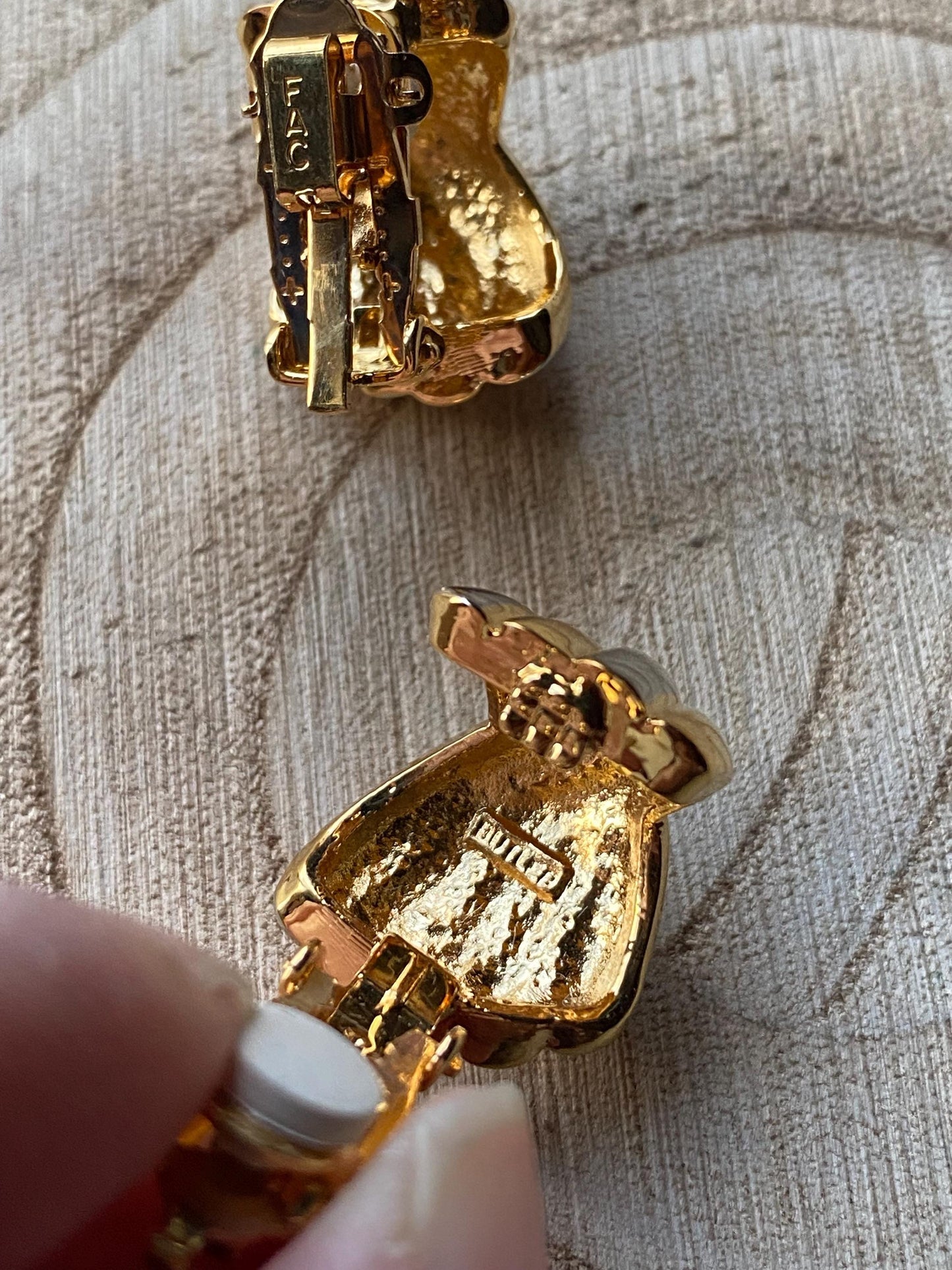 Vintage FAC/Butler clip on earrings, silver and gold half hoops, gold and silver x hoops