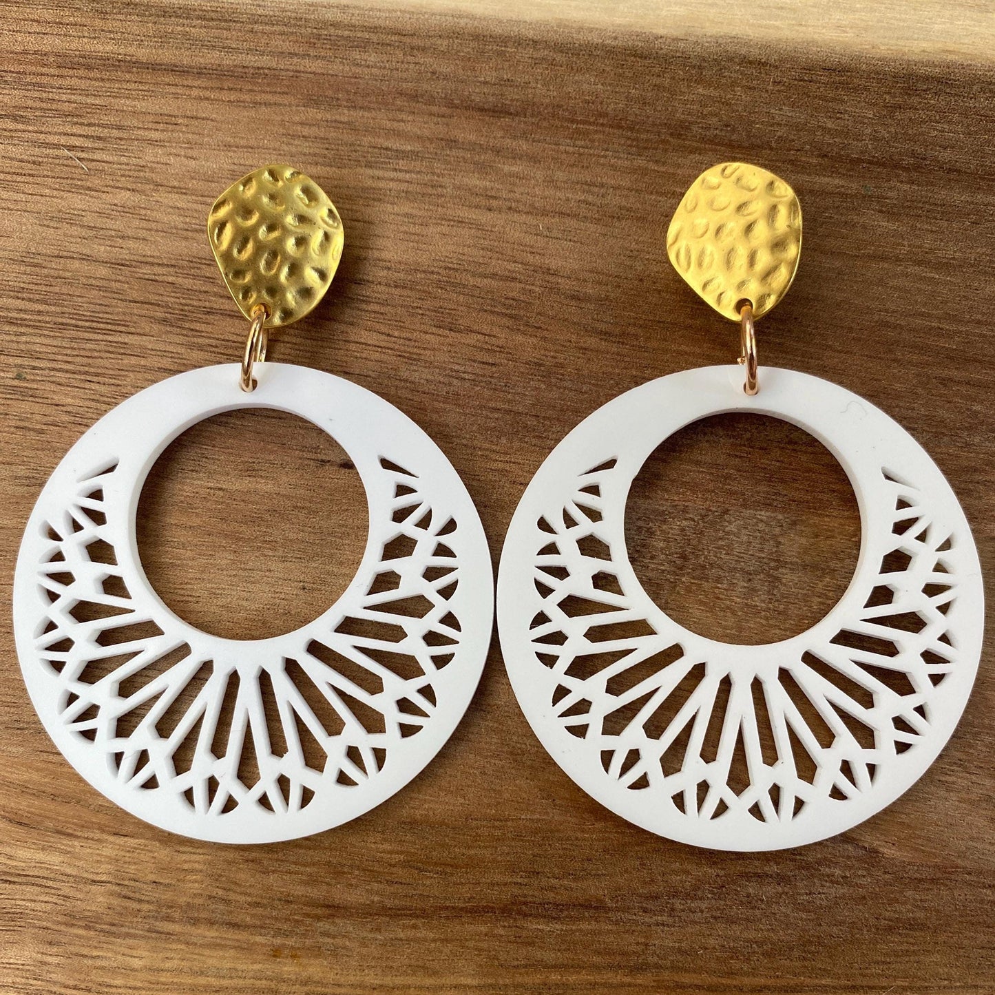 Big clip on plastic hoop earrings, black or white hoop earrings