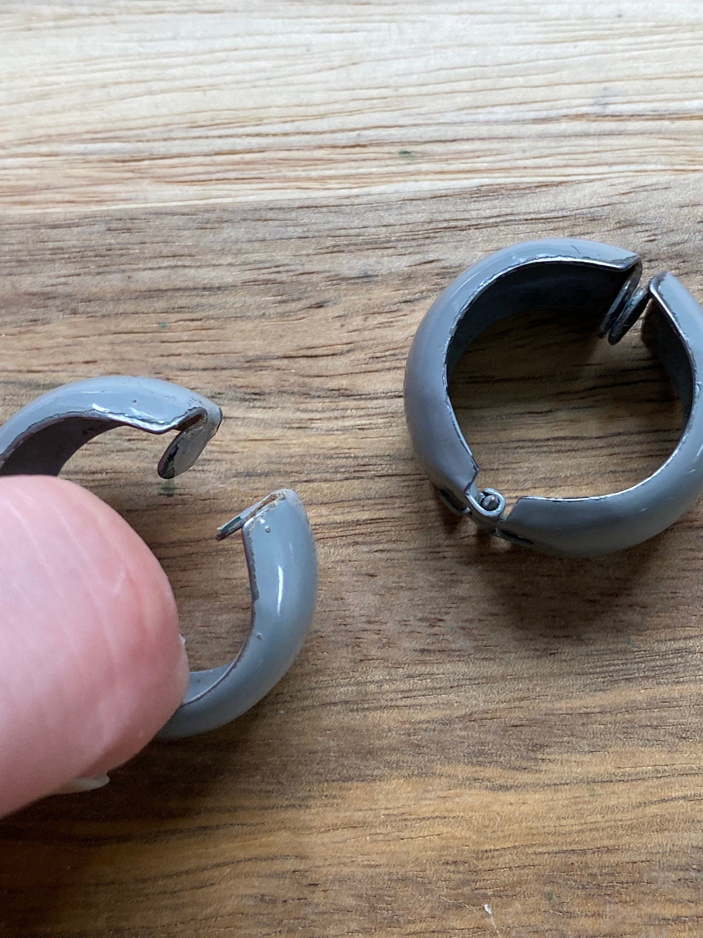 Vintage clip on grey spring hoop clip on earrings