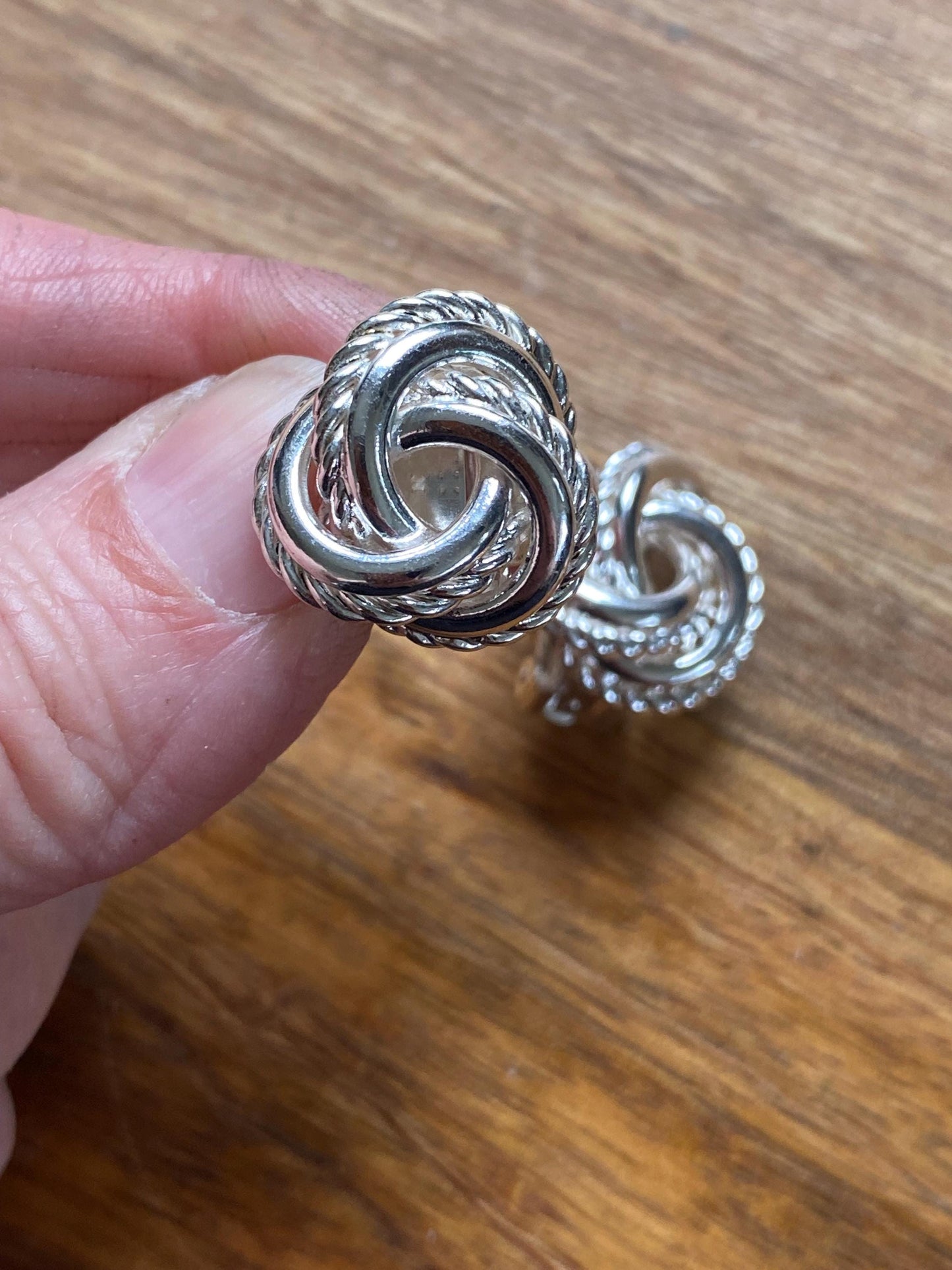 Vintage clip on Silver or Gold knot earrings