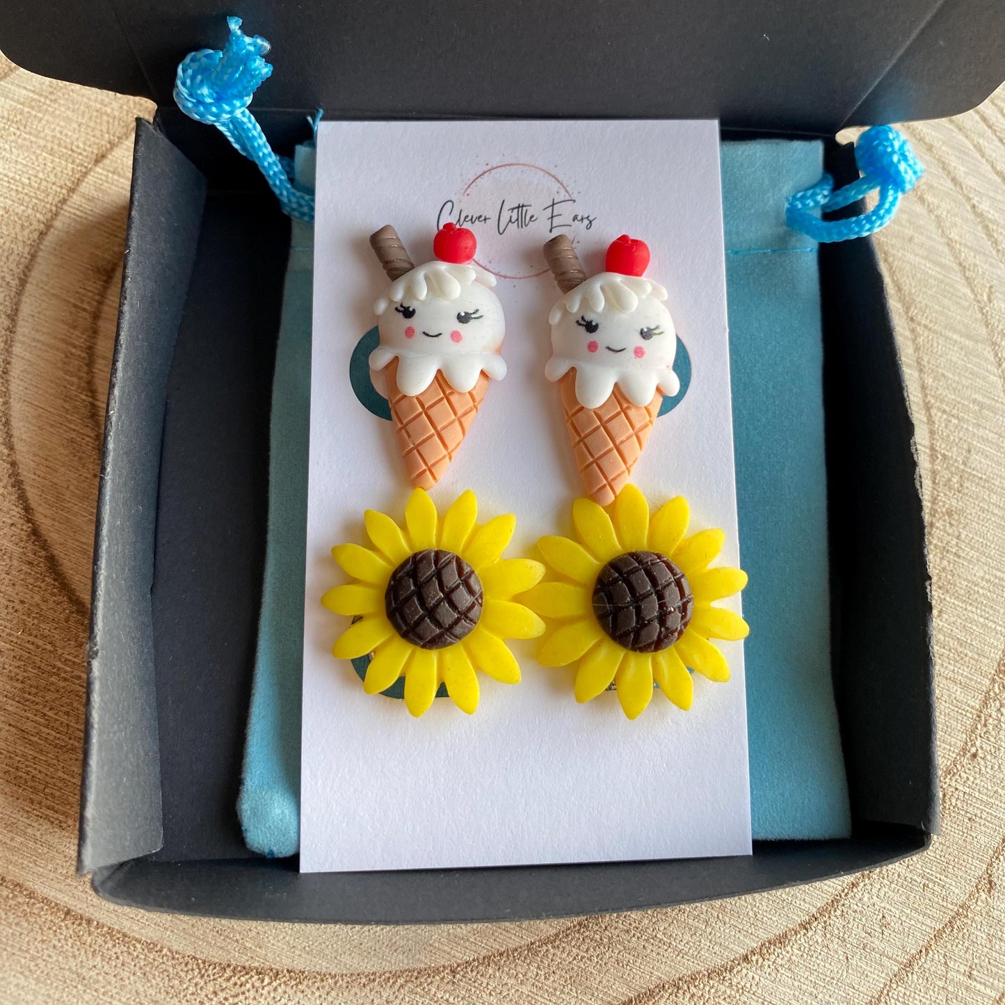 Clip on earrings gift set, ice cream earrings set, cute earring gift set