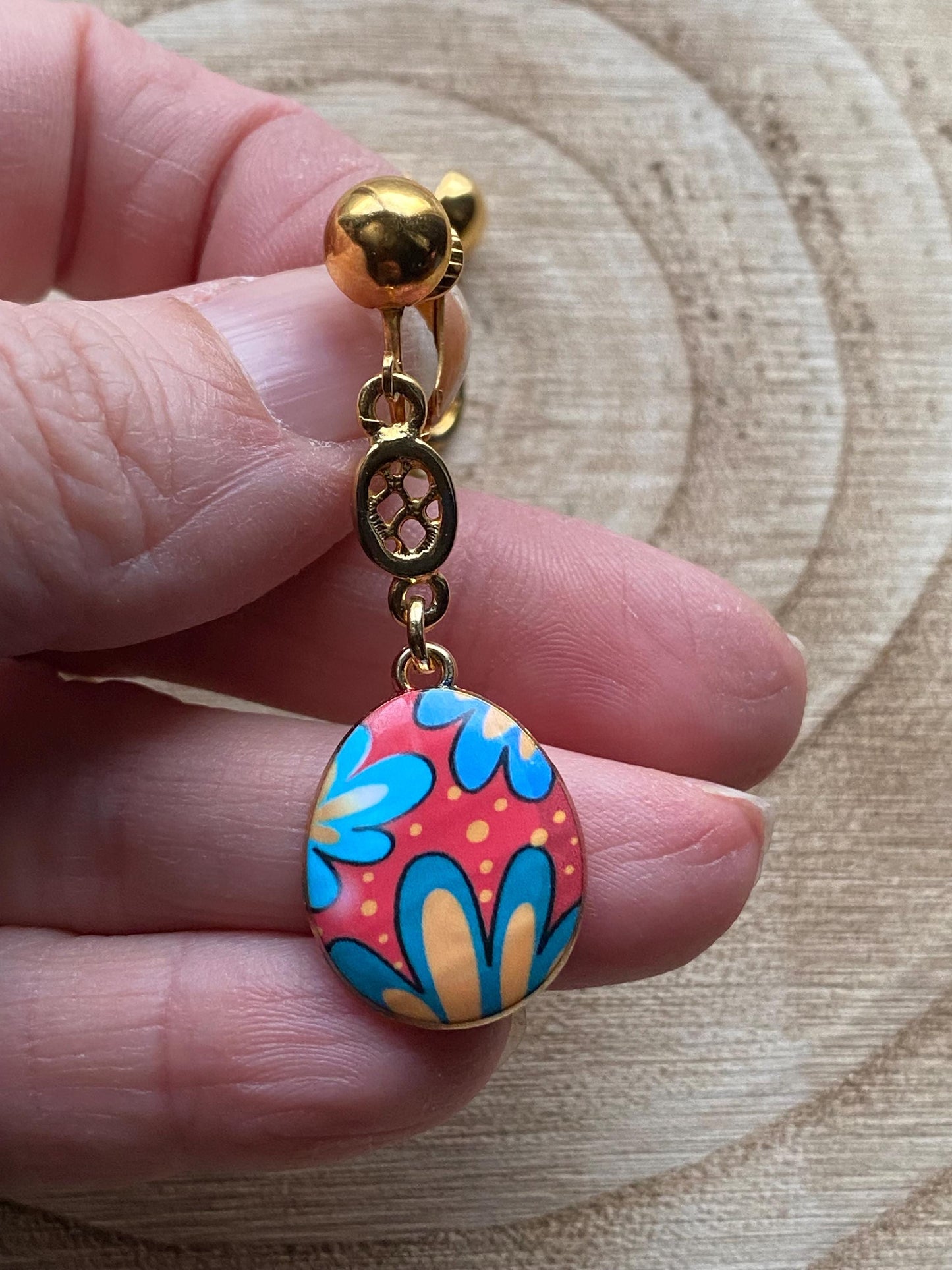 Easter clip on earrings, easter egg earrings