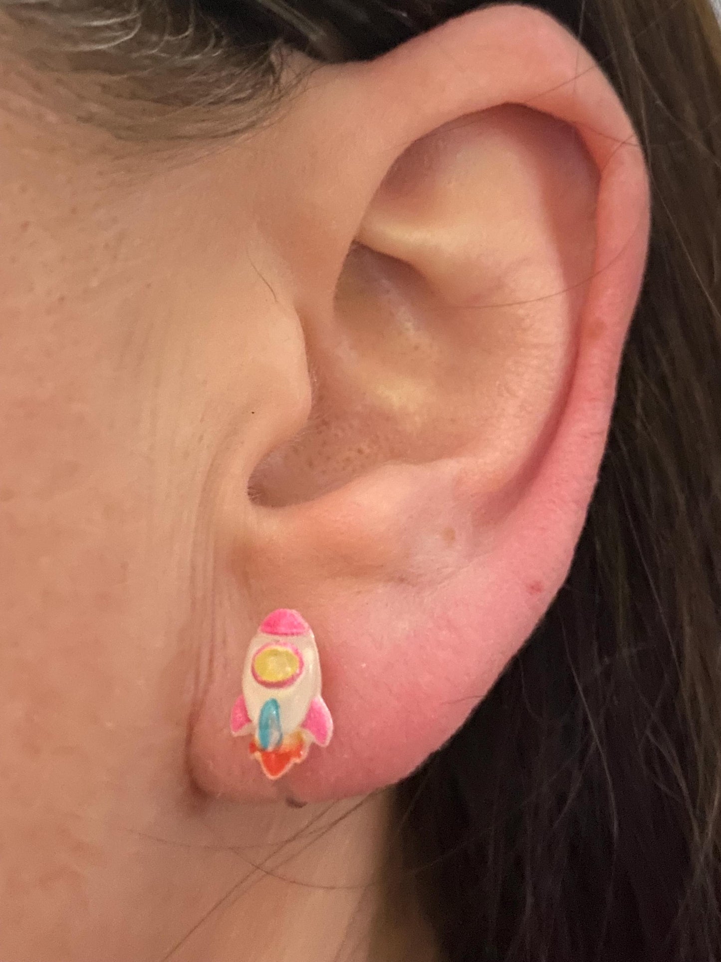 Tiniest little rocket invisible clip on earrings