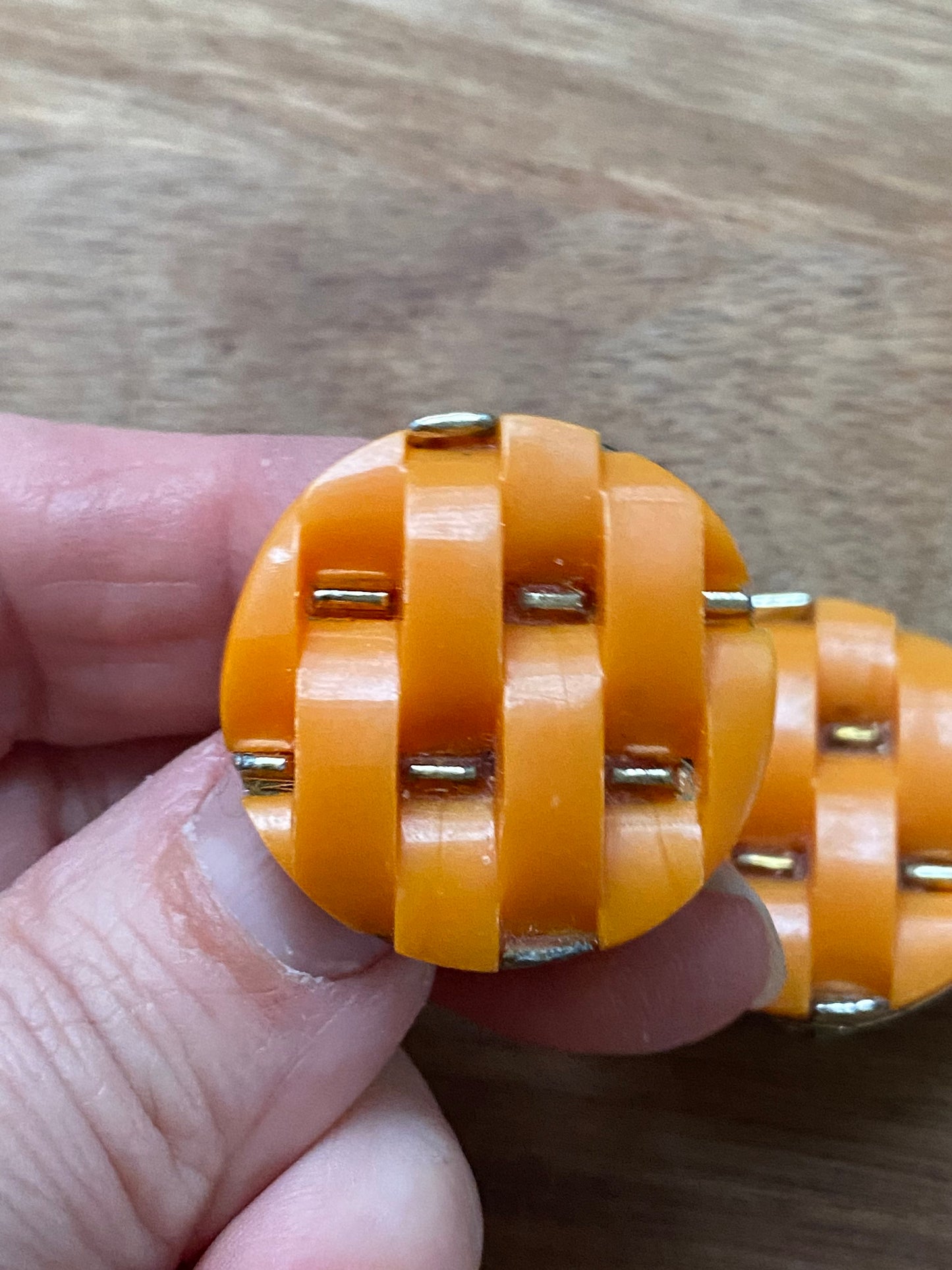 Vintage Clip on orange thermoset clip on earrings