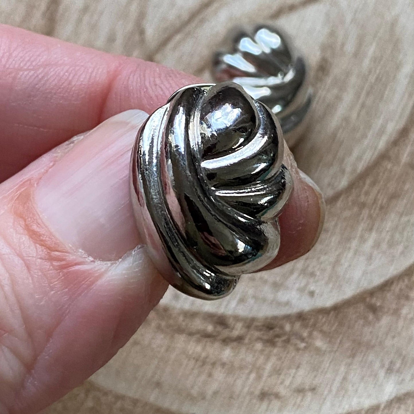 Vintage clip on silver twist earrings