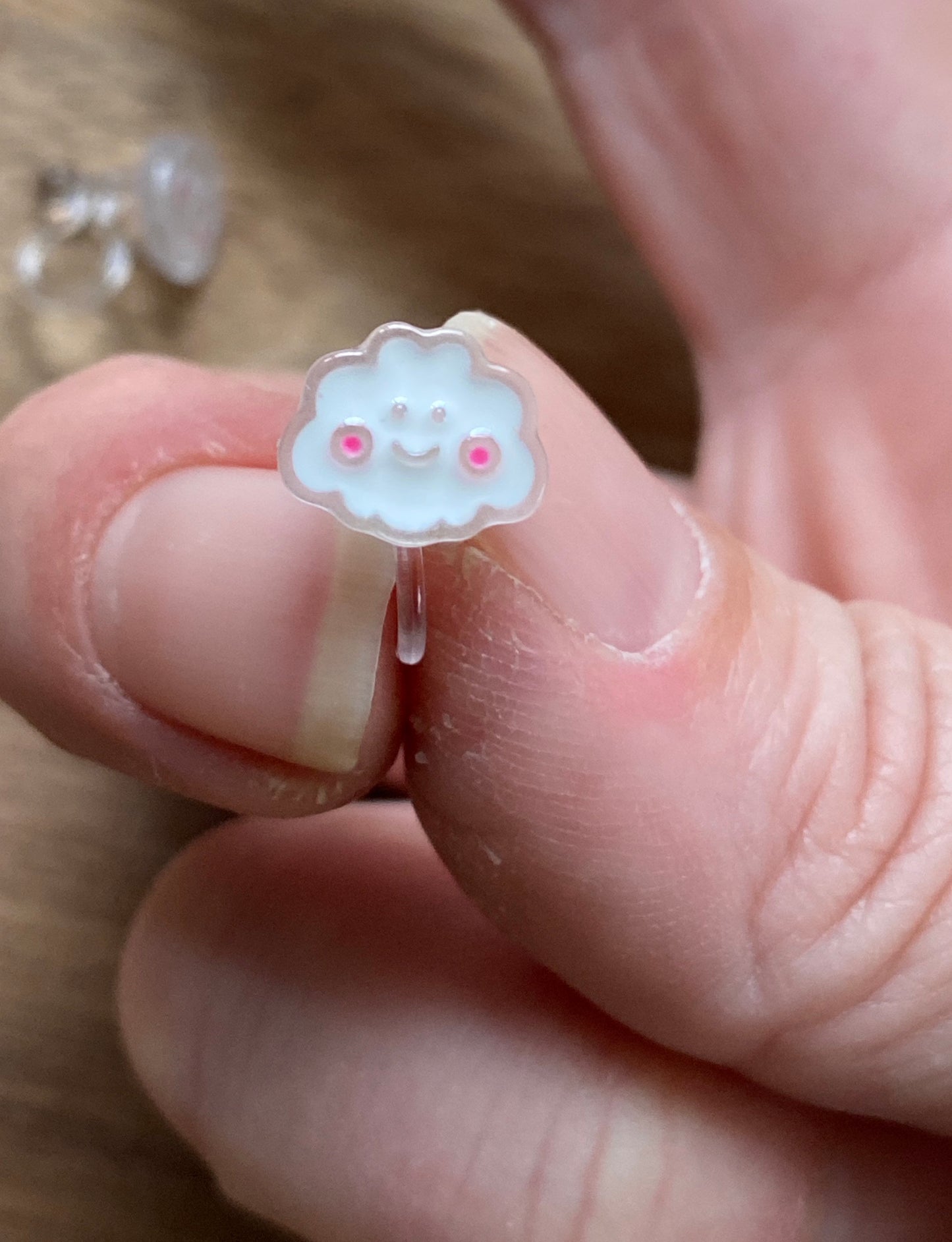 Clip on cloud earrings, Tiniest little cloud invisible clip on earrings, happy clouds, kawaii earrings
