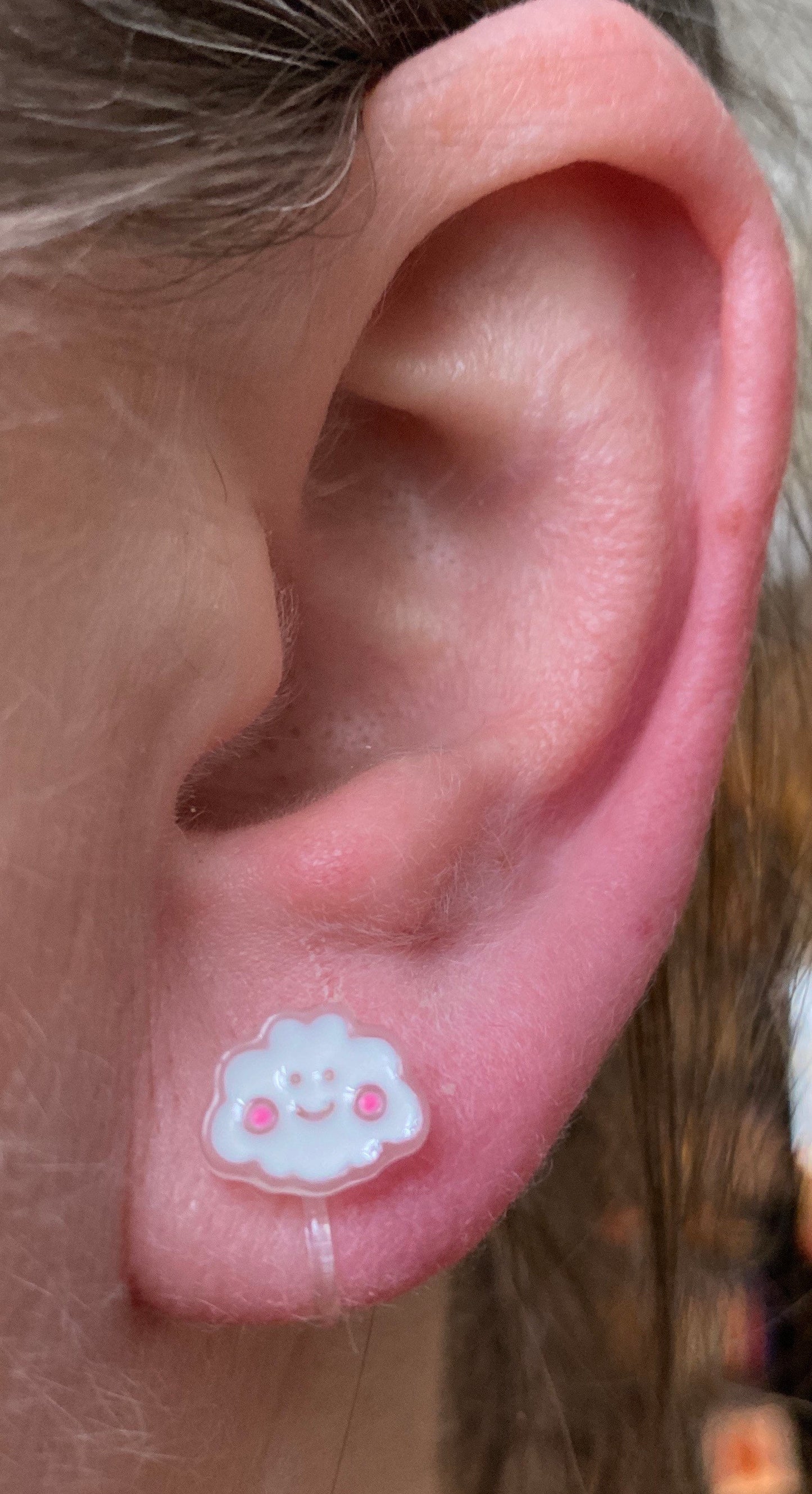 Clip on cloud earrings, Tiniest little cloud invisible clip on earrings, happy clouds, kawaii earrings