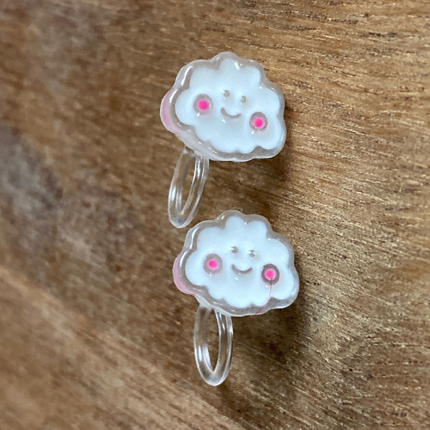 tiny little cloud invisible plastic clip on earrings
