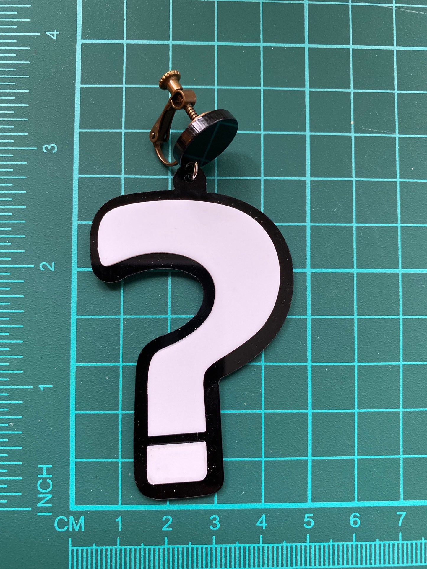 Oversized clip on earrings, exclamation point and question mark black and white screwback earrings