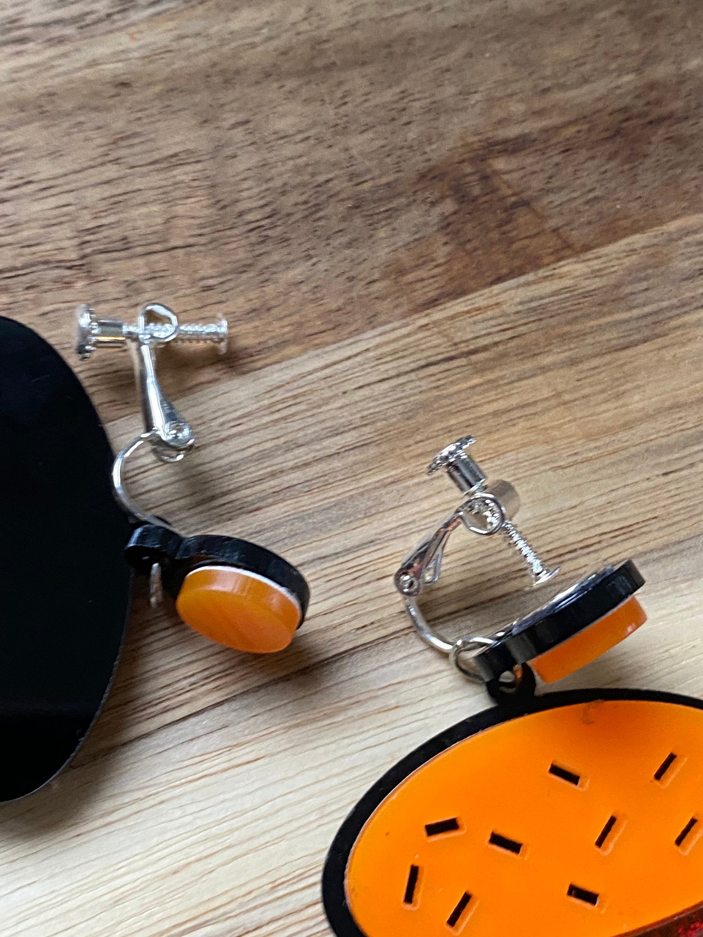 Dangling clip on hamburger earrings, screwback novelty earrings