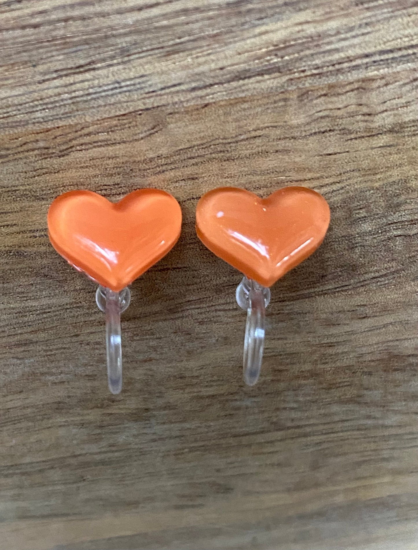 Small heart invisible clip on earrings, no pierce earrings for unpierced ears