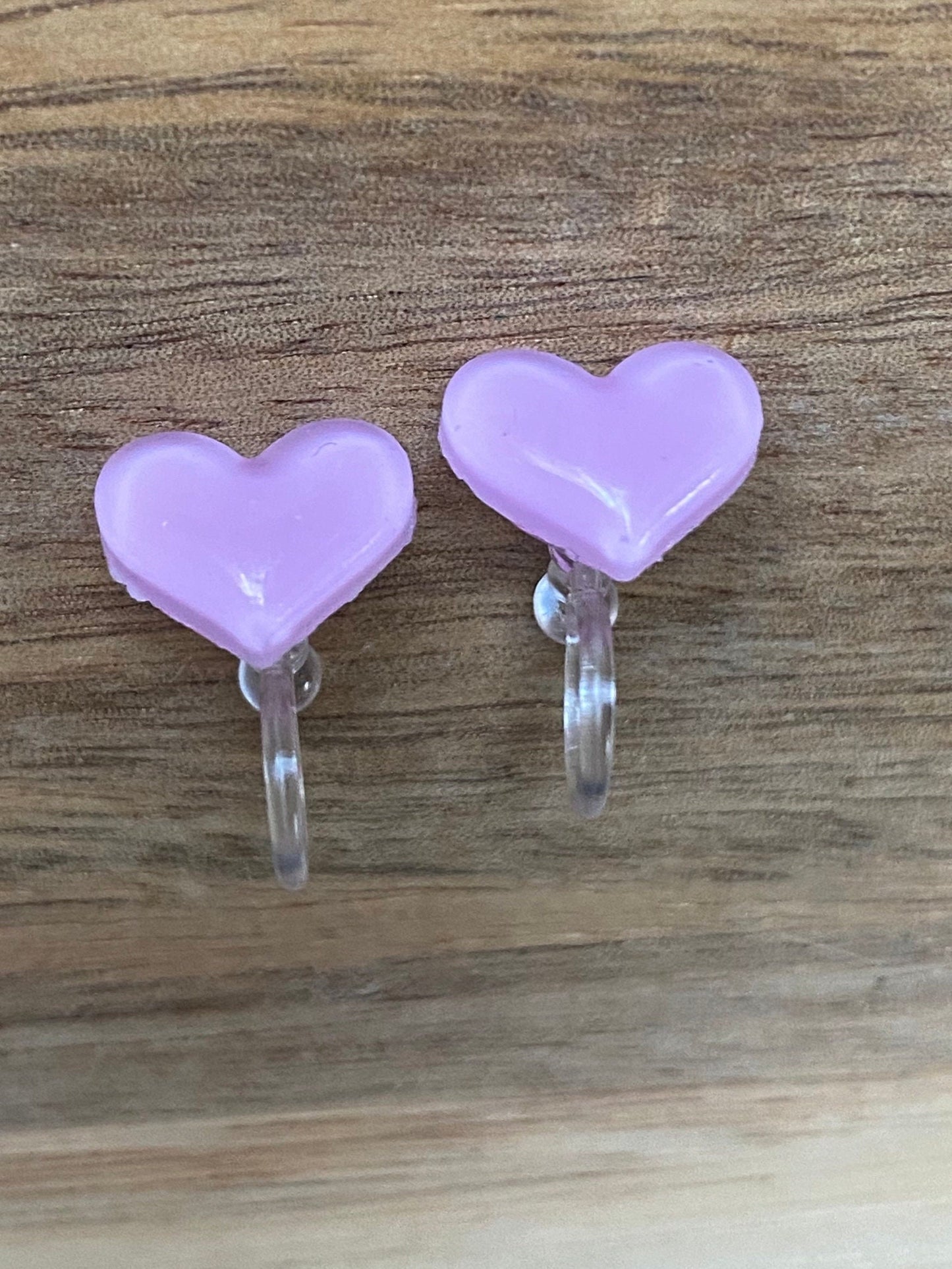 Small heart invisible clip on earrings, no pierce earrings for unpierced ears