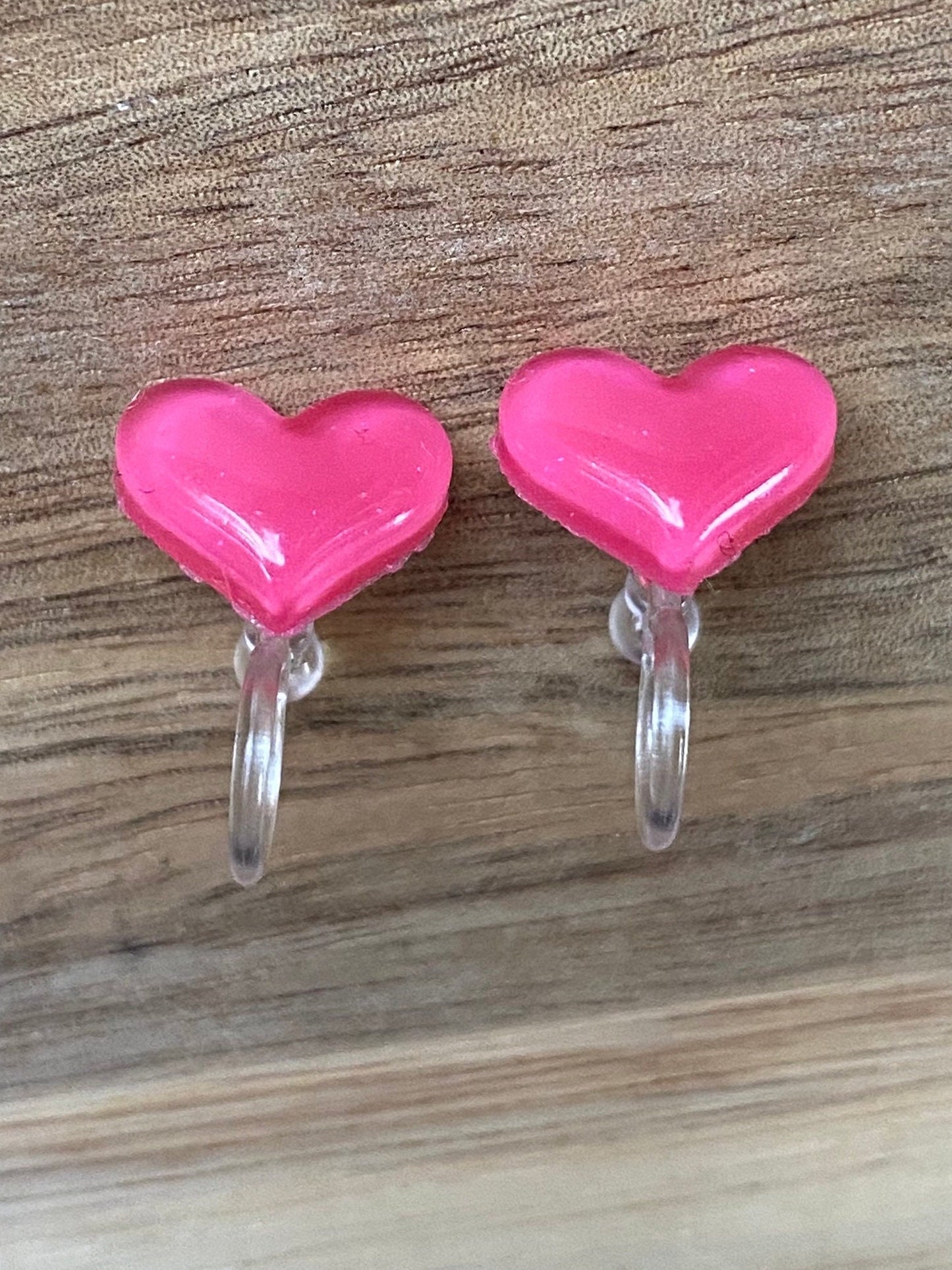 Small heart invisible clip on earrings, no pierce earrings for unpierced ears