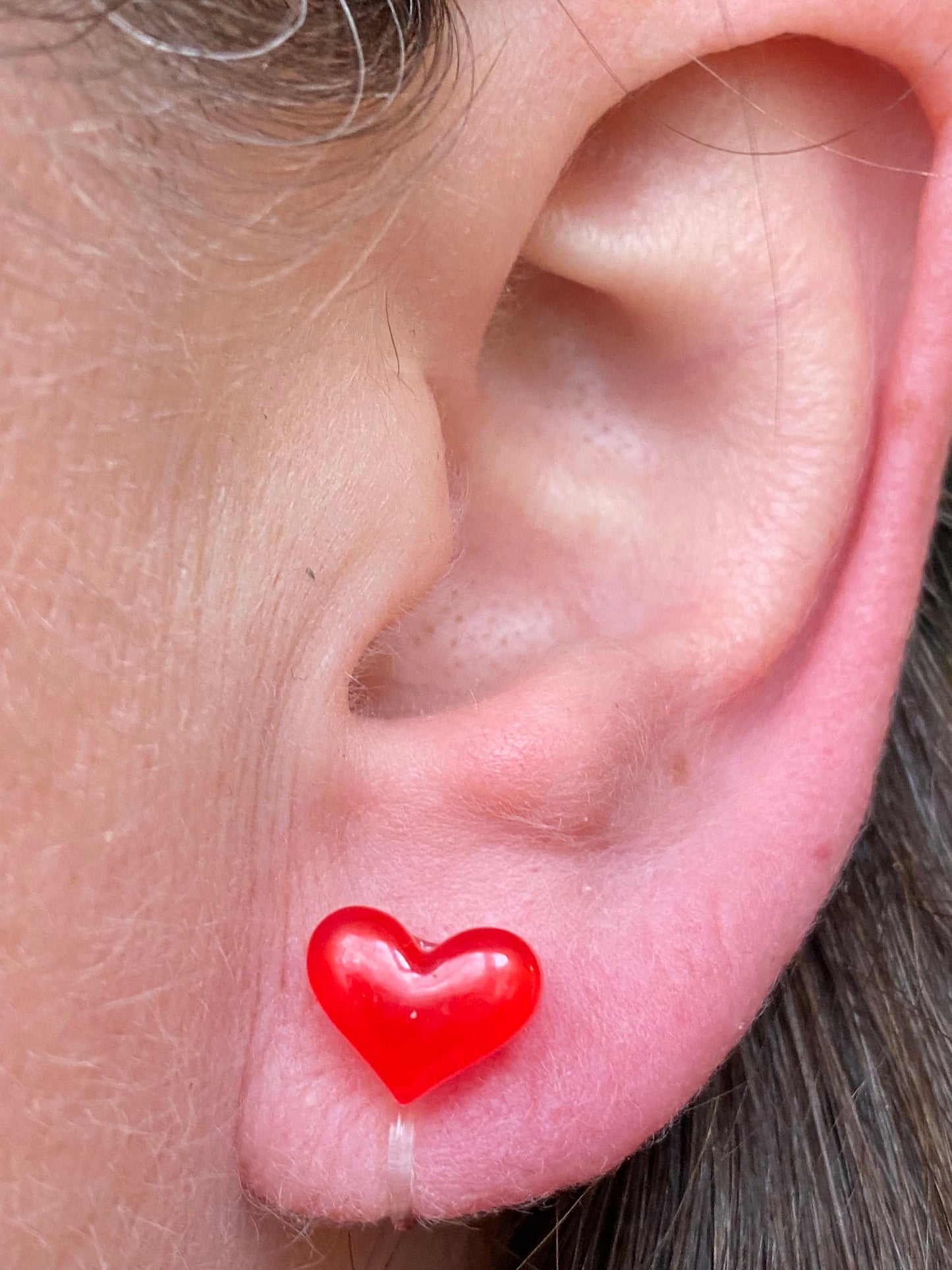 Small heart invisible clip on earrings, no pierce earrings for unpierced ears