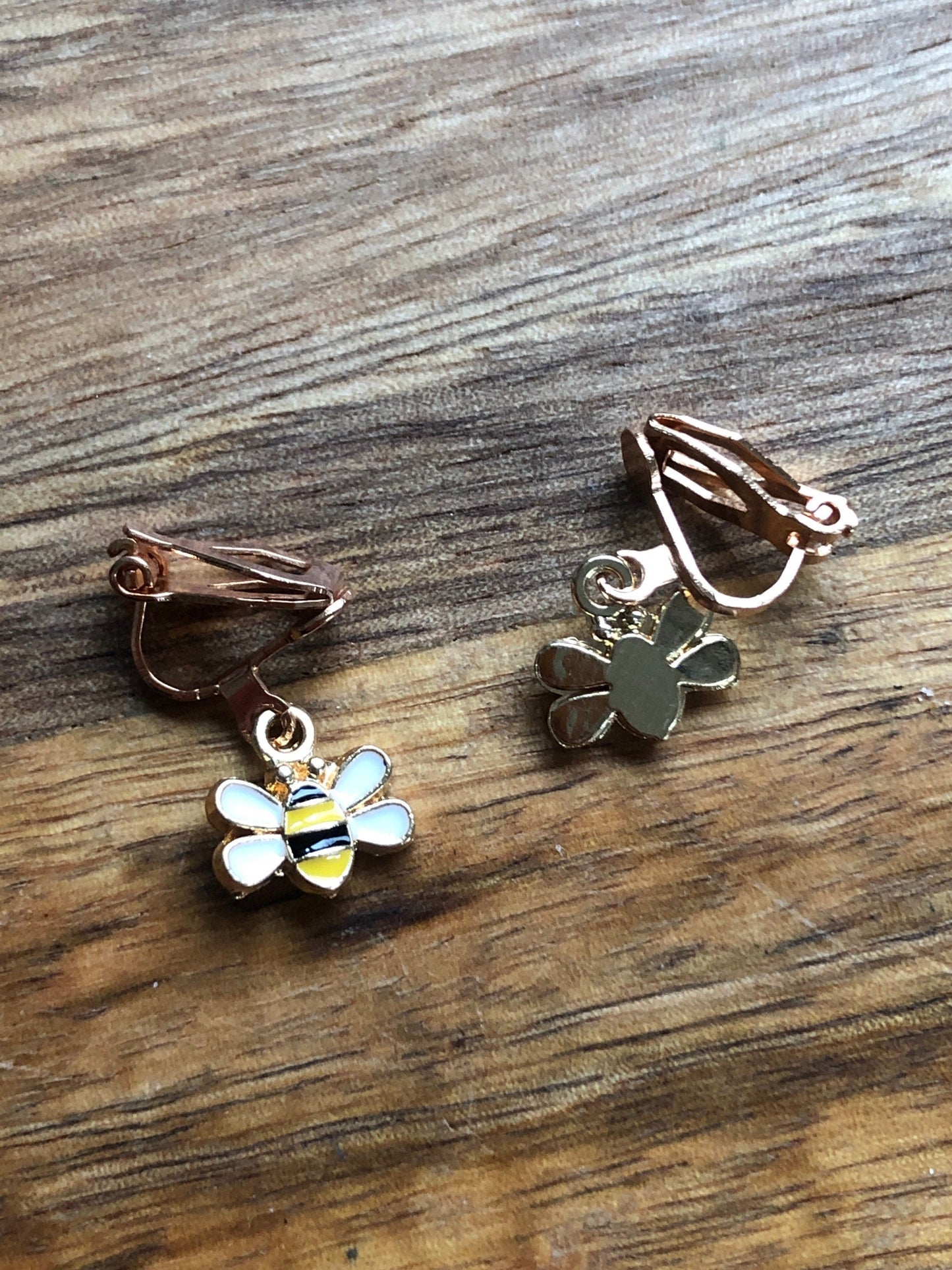 Tiniest bumblebee huggie spring hoop clip on earrings, small earrings for unpierced ears