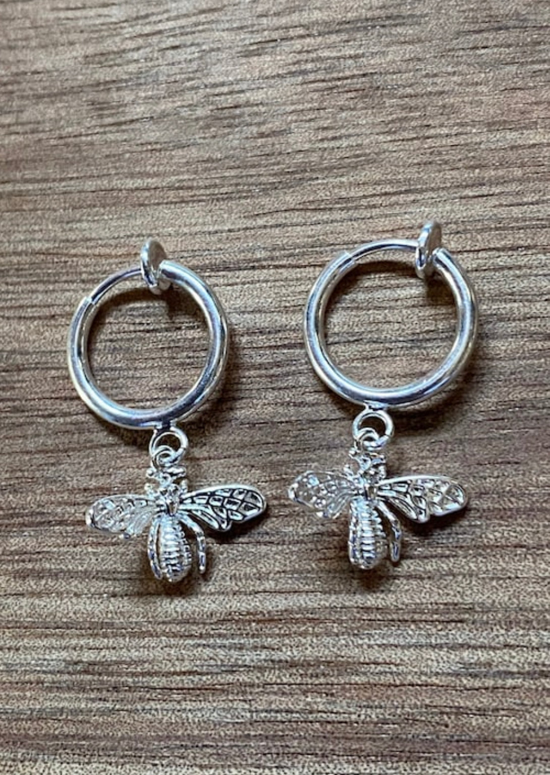 Tiniest golden bumblebee huggie clip on earrings