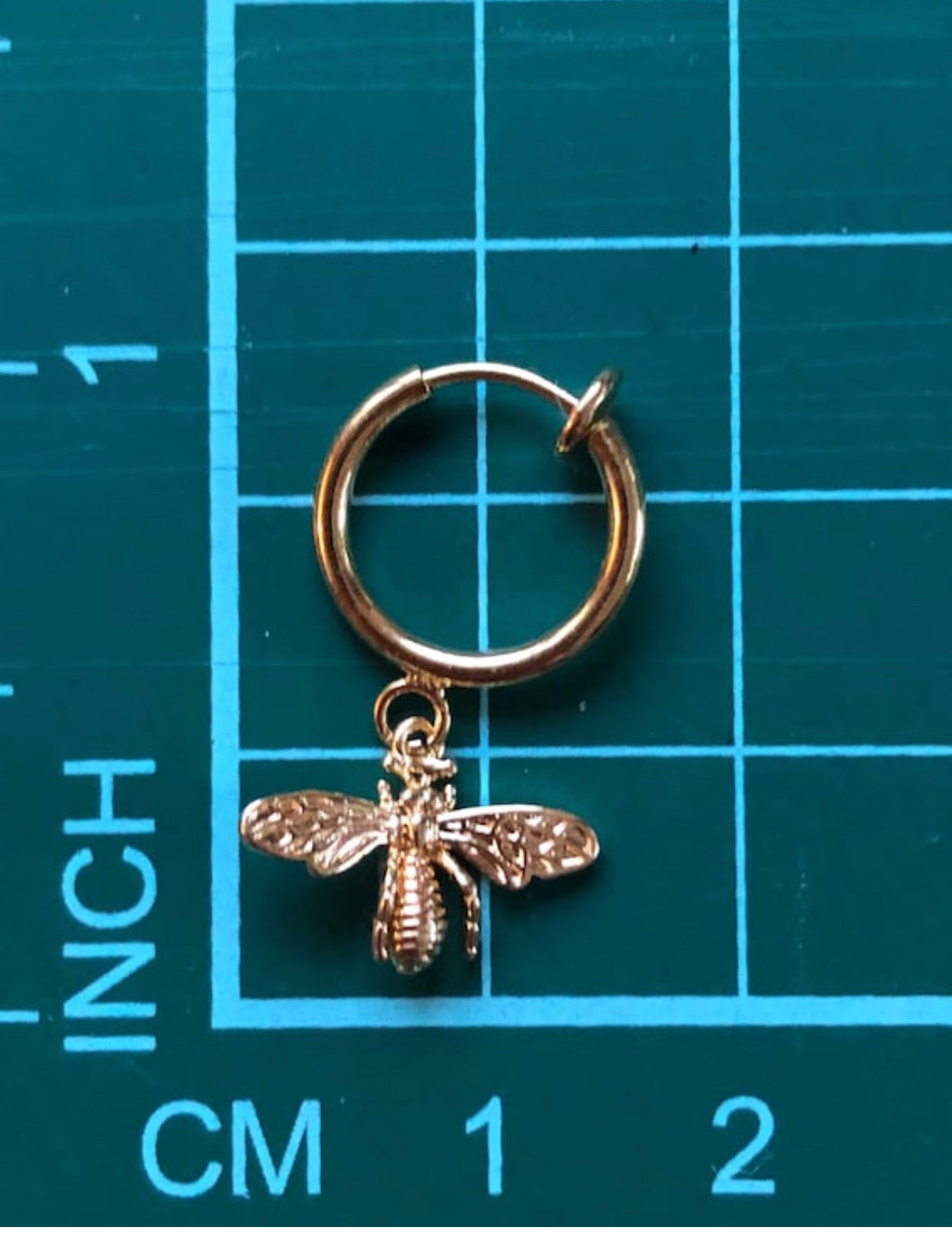 Tiniest golden bumblebee huggie clip on earrings