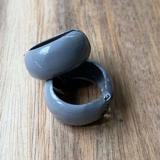 Vintage clip on grey spring hoop clip on earrings