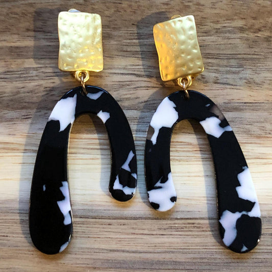 Trendy Dangling tortoiseshell arch clip on earrings