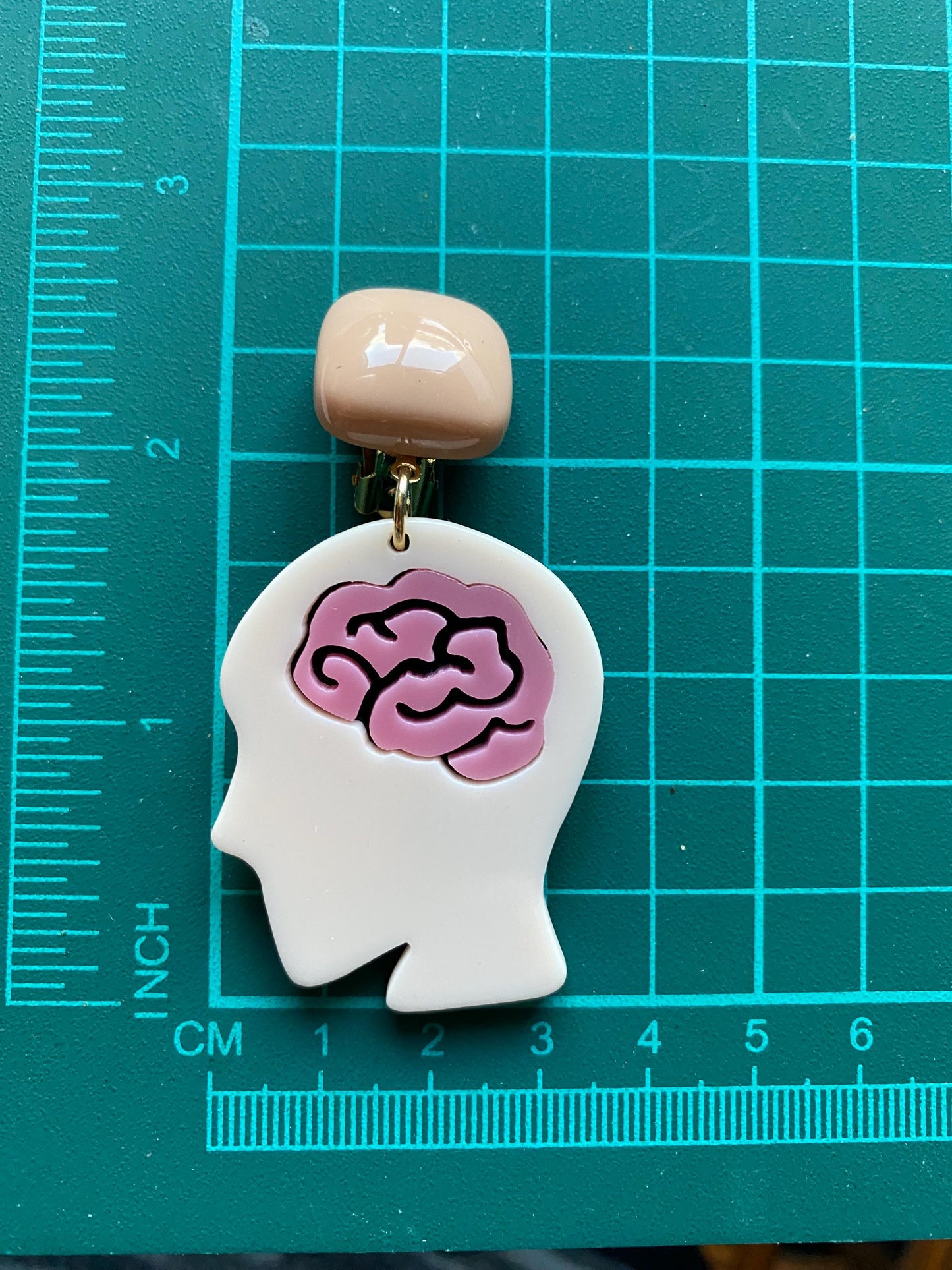 Clip on big brain earrings, clip on plastic novelty earrings