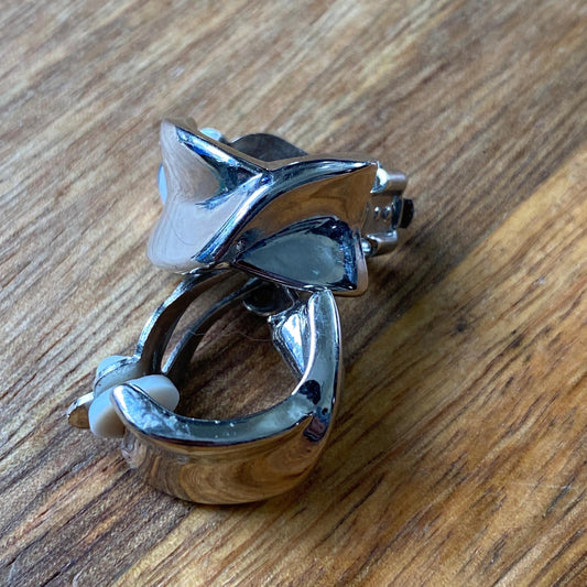 Vintage clip on silver half hoop earrings