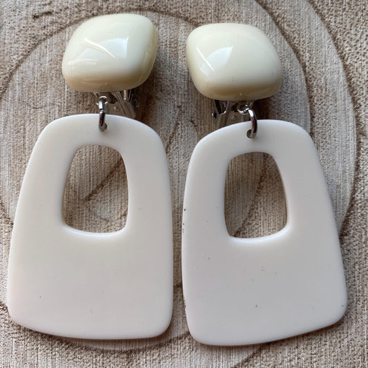 Trendy clip on dangling earrings, handmade geometric hoop earrings