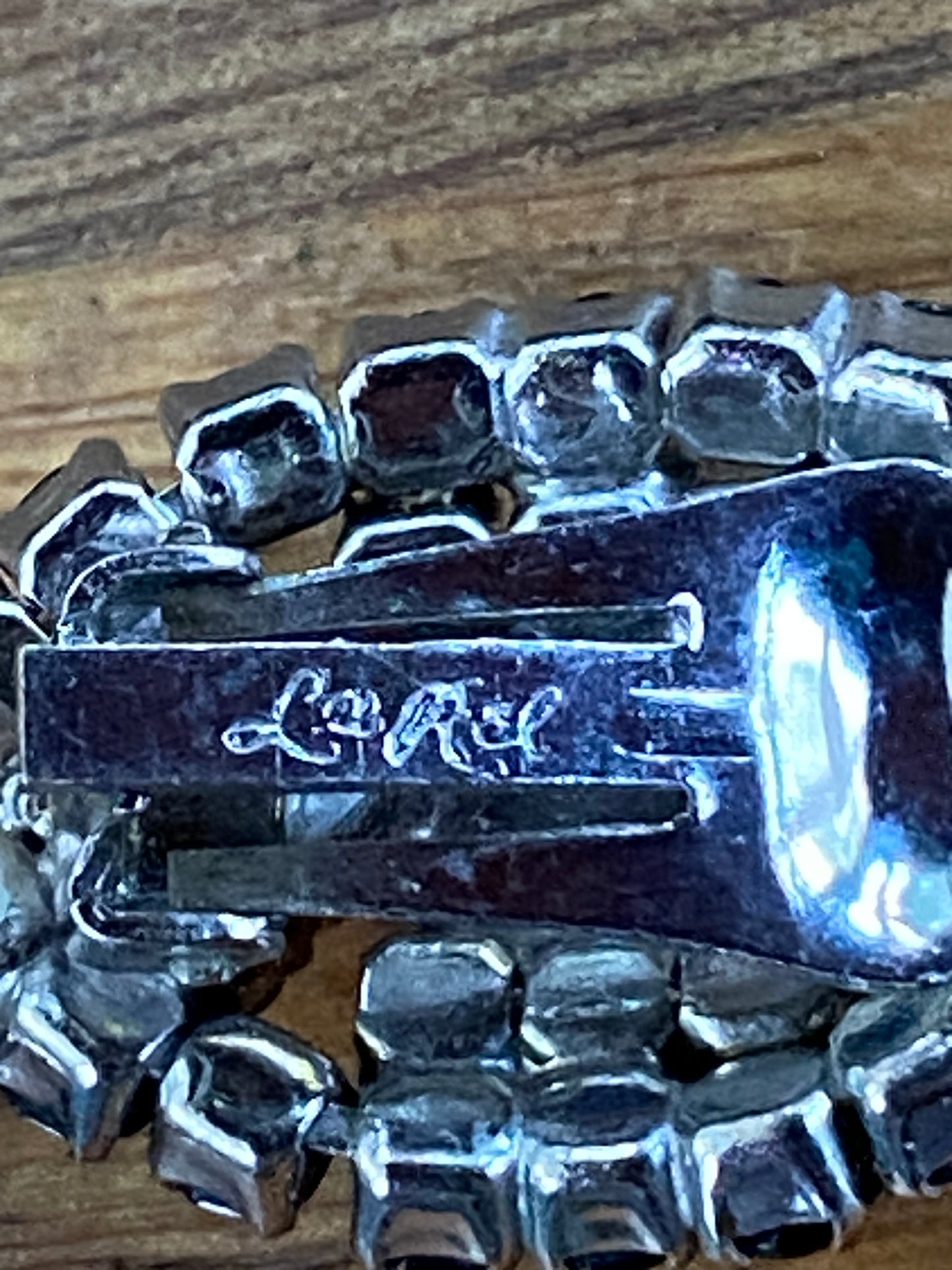 Vintage La Rel silver and black rhinestone clip on button earrings