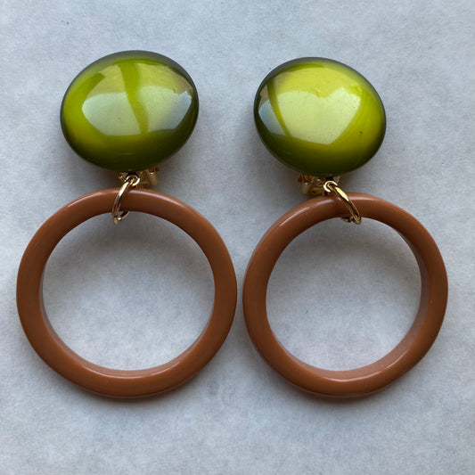 Bright clip on hoop earrings, colourful ear clips