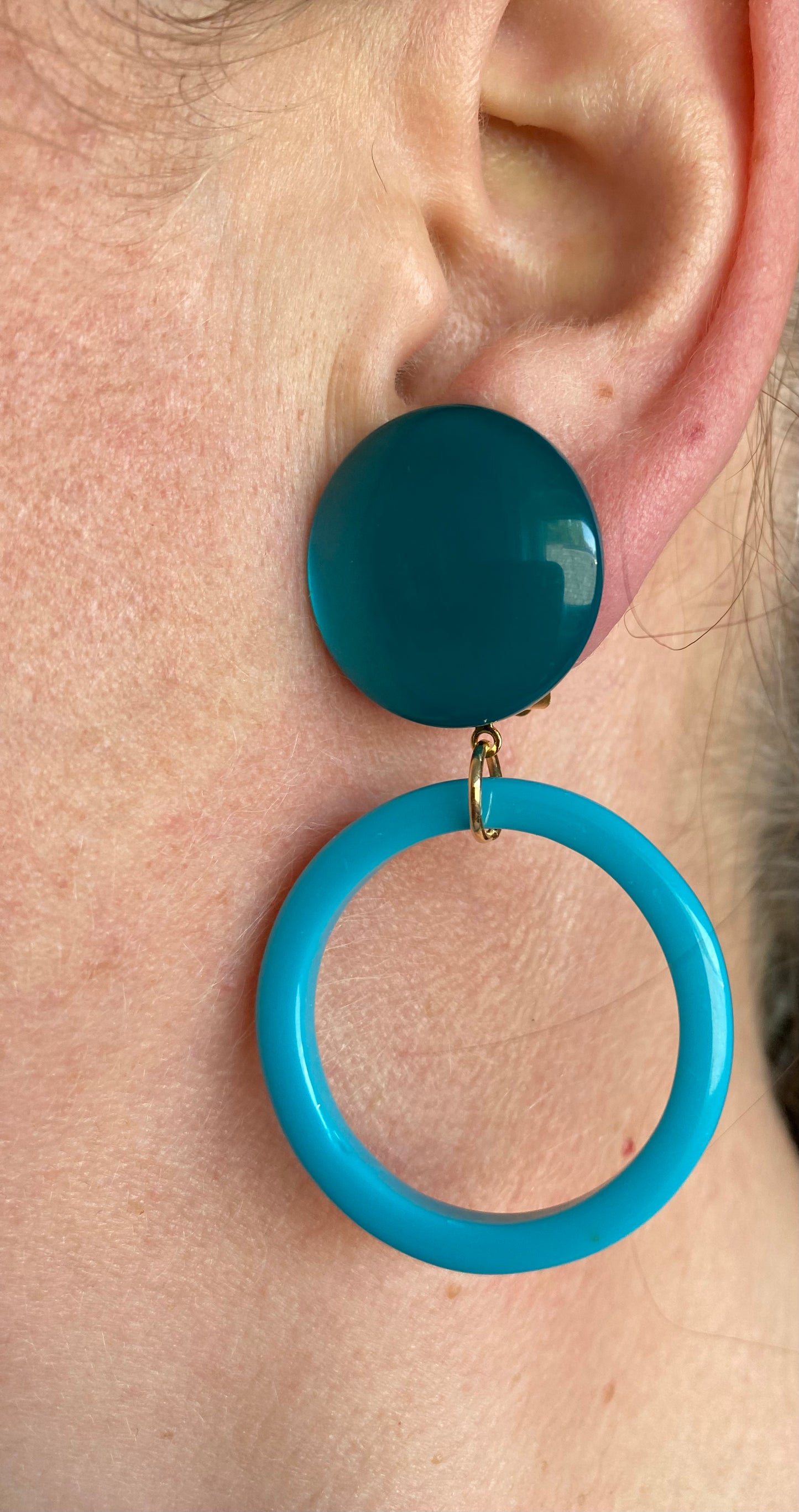 Bright clip on hoop earrings, colourful ear clips