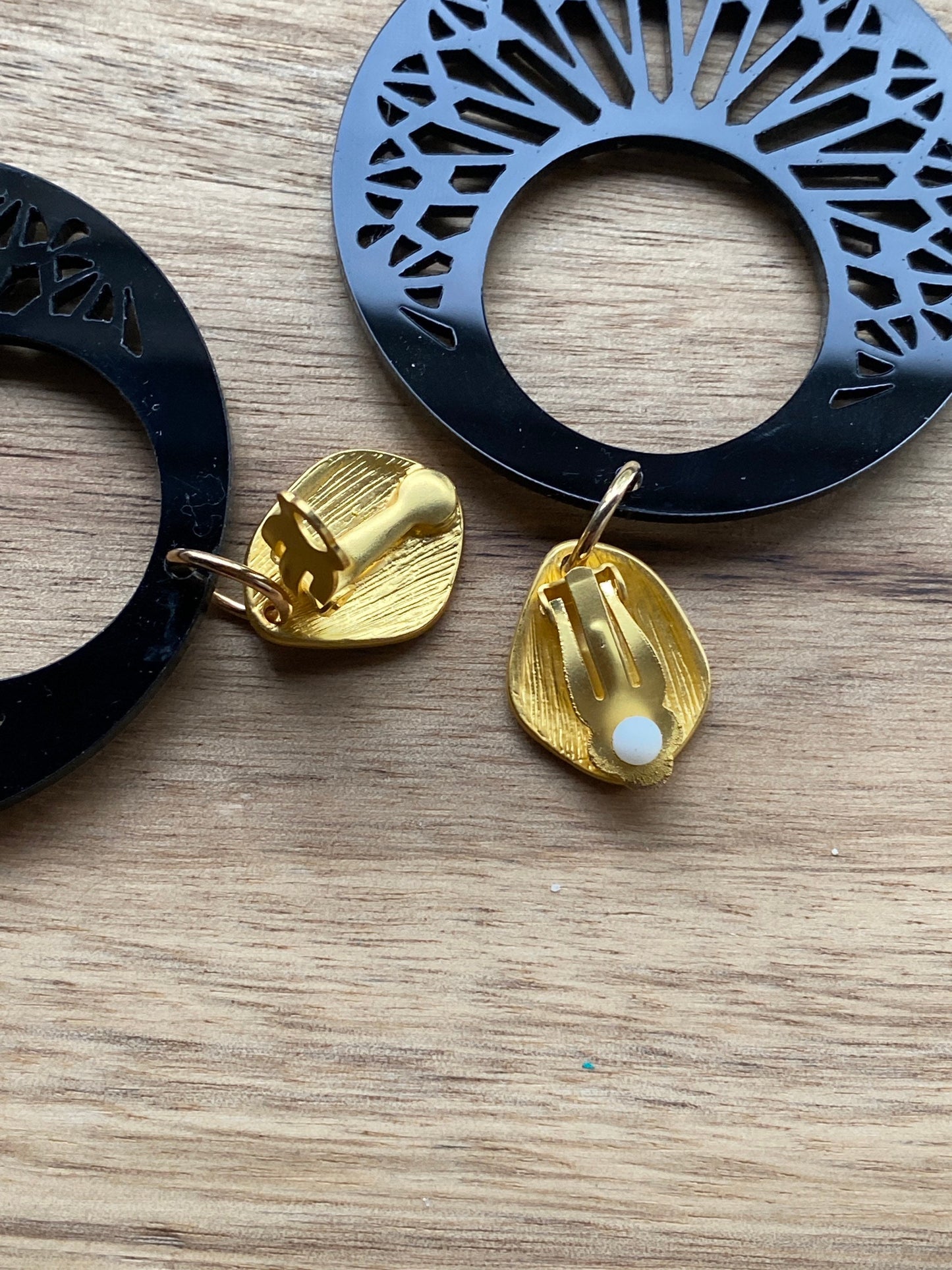 Big clip on plastic hoop earrings, black or white hoop earrings