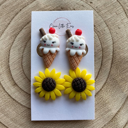 Clip on earrings gift set, ice cream earrings set, cute earring gift set