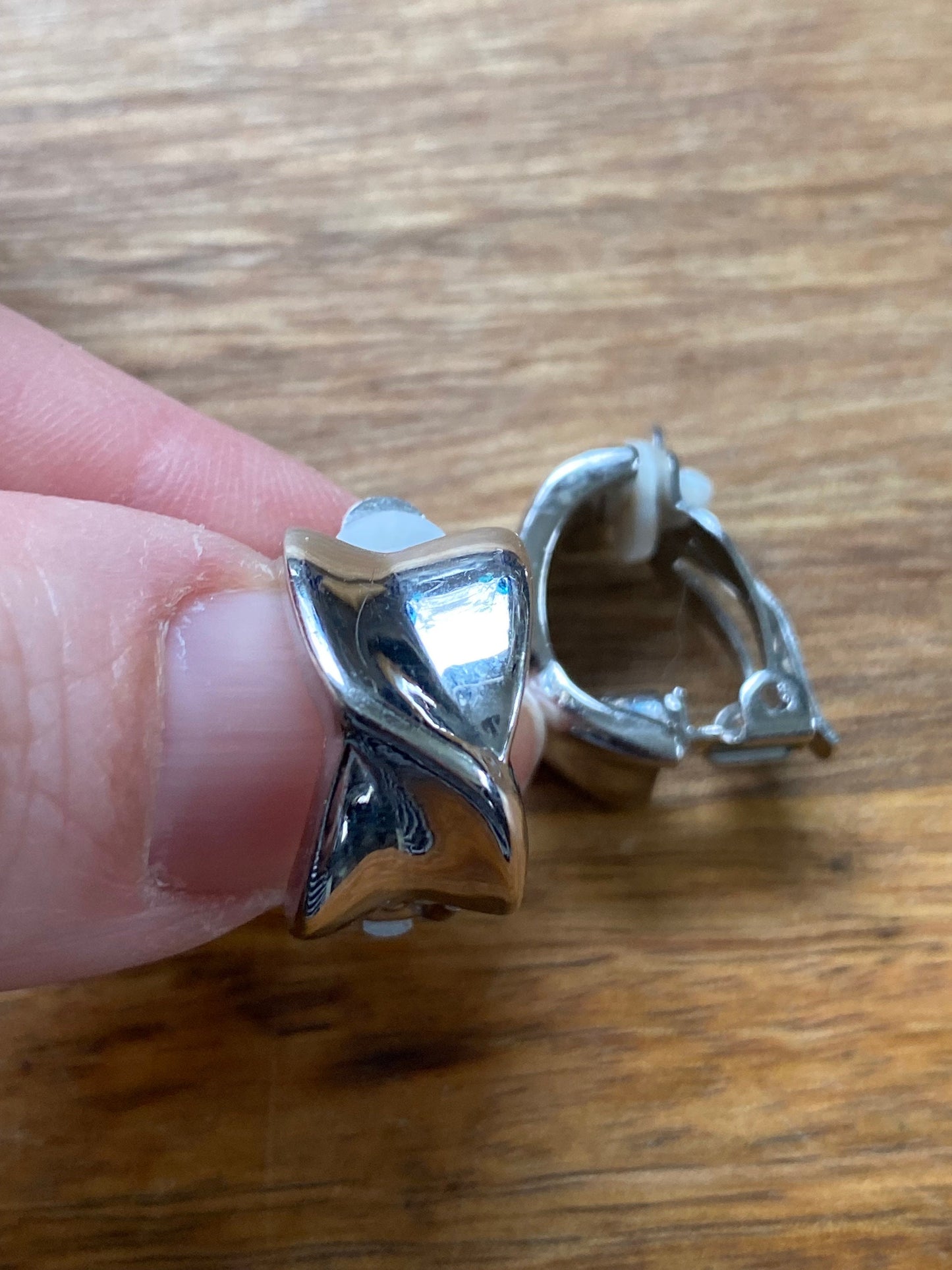 Vintage clip on silver half hoop earrings